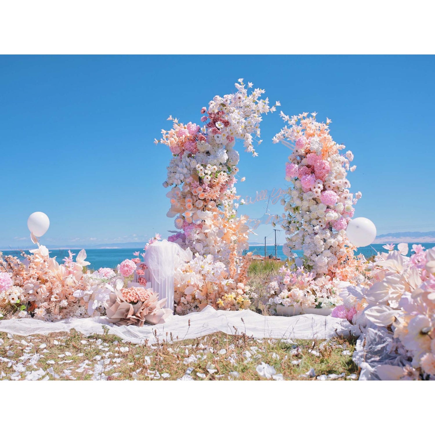 6x7 ft Elegant Artificial Flower Archway - Wedding & Party Backdrop Decorations | Floral Display for Boho/Rustic Events and Ceremonies