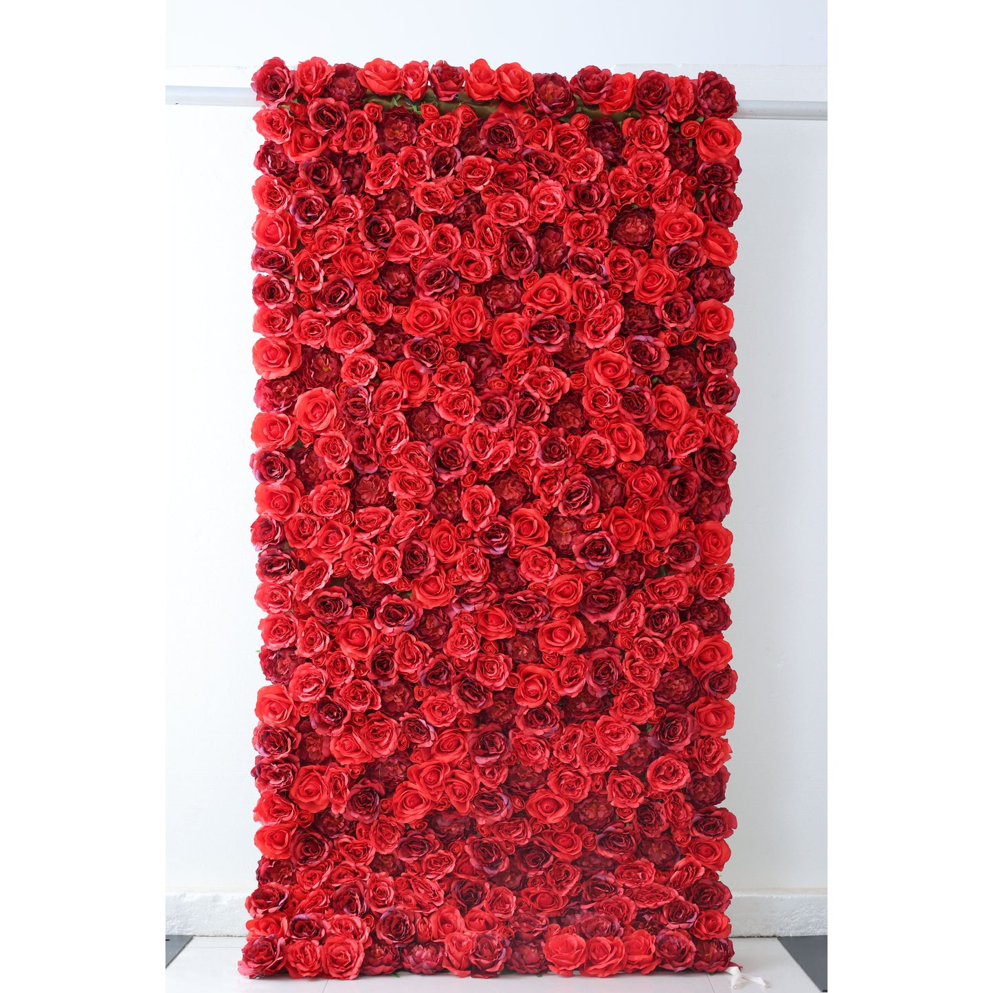 ValarFlowers faux flower wall backdrop with lush roses peonies hydrangeas in romantic pink tones for wedding ceremony photo booth