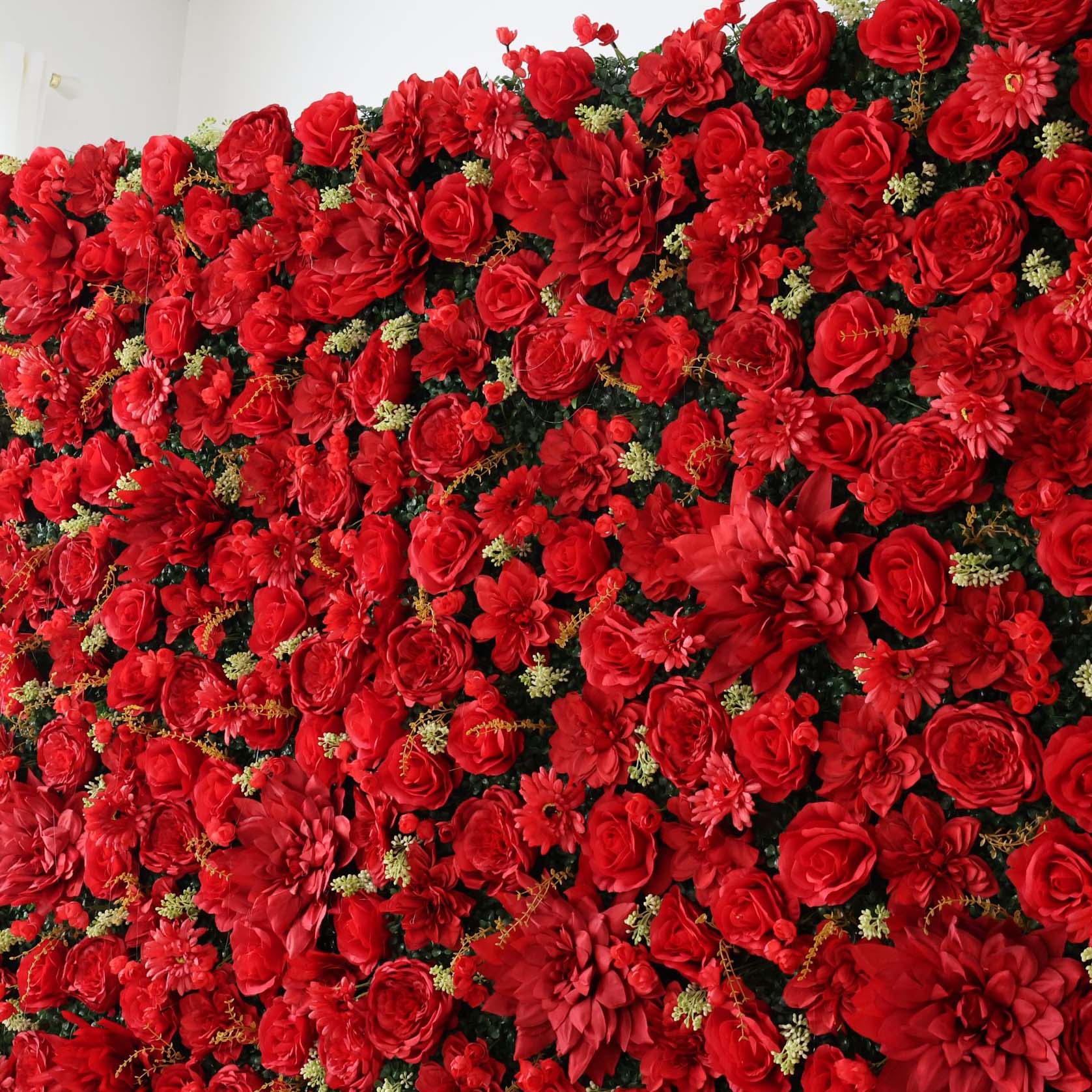 Valar Blumen Roll-Up-Stoff künstliche Blume Wand Hochzeit Hintergrund, Blumen Party Dekor, Event Fotografie-VF-300