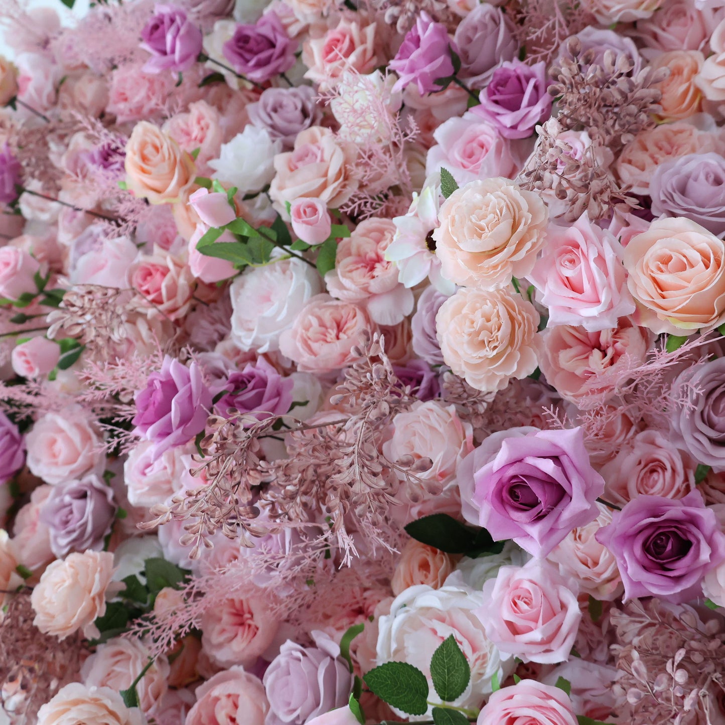 ValarFlowers artificial flower wall backdrop with lush roses, peonies, hydrangeas and greenery for wedding decor, party photo booth