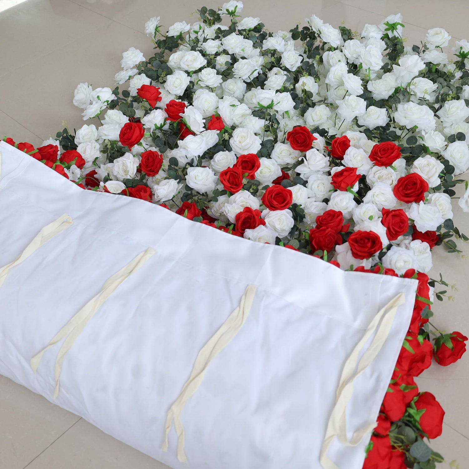 발라 플라워 롤업 패브릭 인조 꽃 벽 웨딩 배경, 플로럴 파티 장식, 이벤트 사진-VF-375