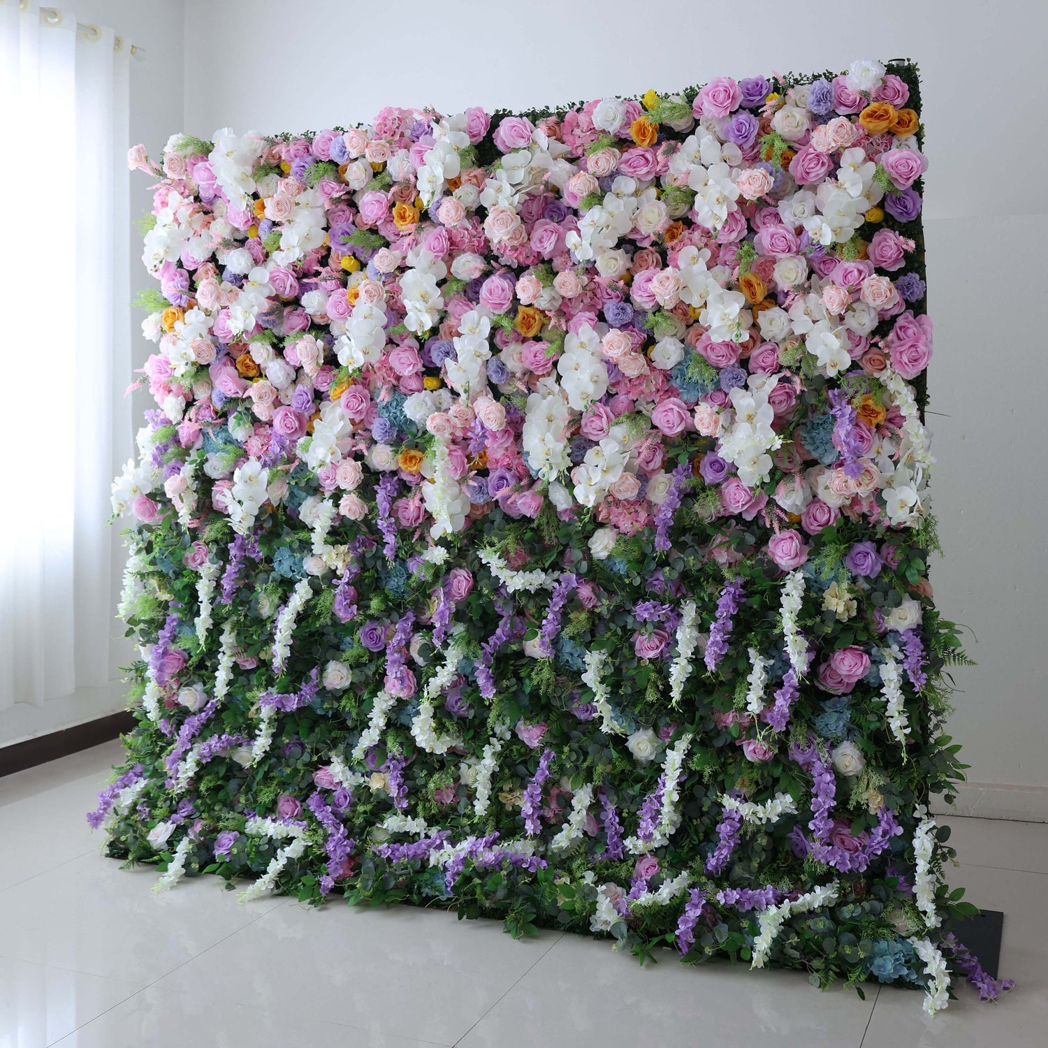 발라 플라워 롤업 패브릭 인조 꽃 벽 웨딩 배경, 플로럴 파티 장식, 이벤트 사진-VF-380
