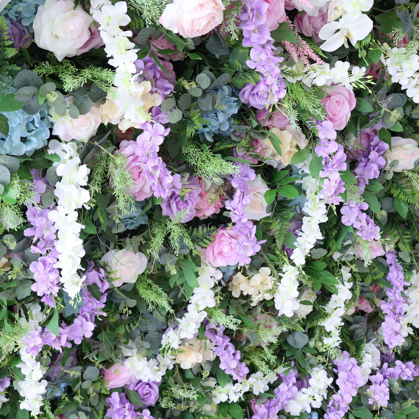 ValarFlowers artificial flower wall backdrop with lush roses, peonies and hydrangeas in blush pink - perfect luxury wedding and party decor