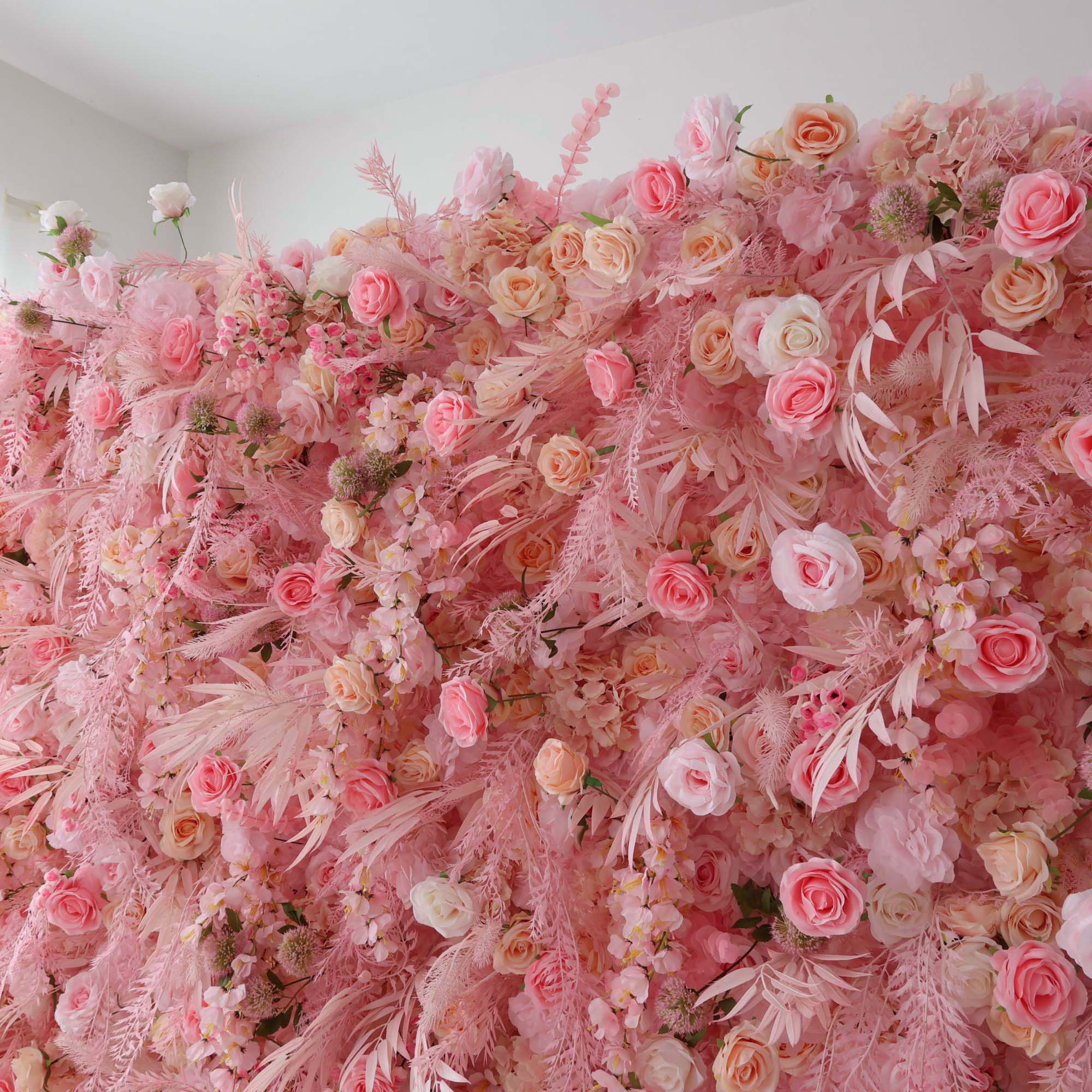 Valar Flowers Roll Up Fabric Artificial Flower Wall Wedding Backdrop, Floral Party Decor, Event Photography-VF-305