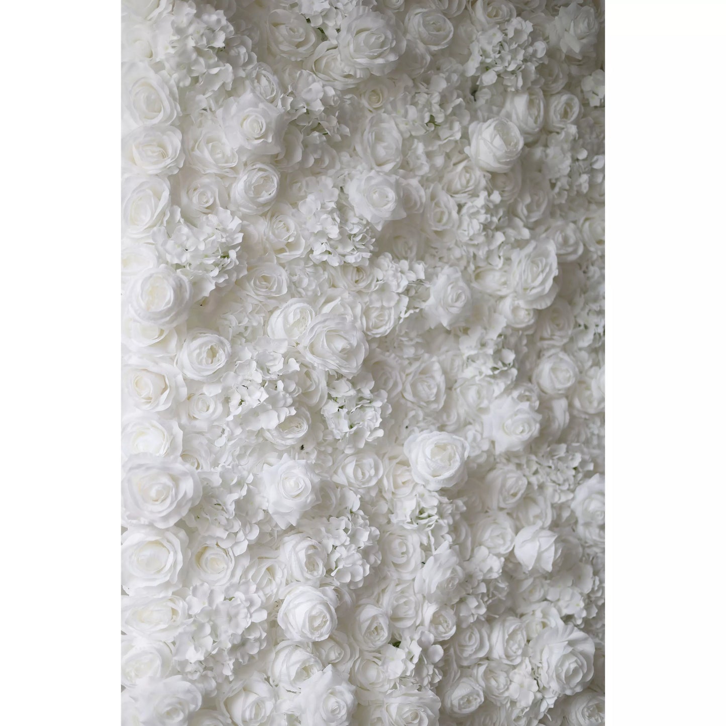 ValarFlowers pure white artificial flower wall backdrop with lush roses peonies hydrangeas for wedding party photo booth decor