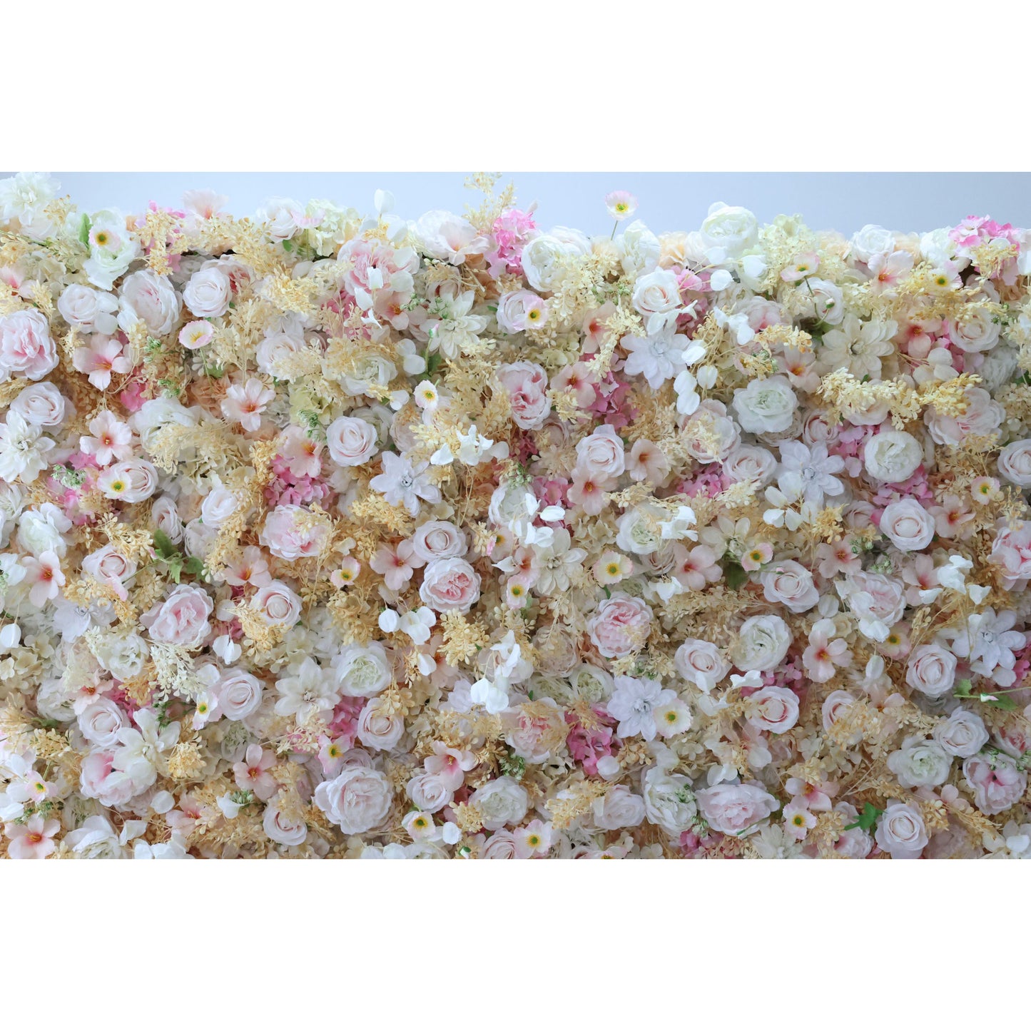 ValarFlowers luxury artificial flower wall backdrop with lush pink blush roses peonies hydrangeas for wedding ceremony and party photo booth decor