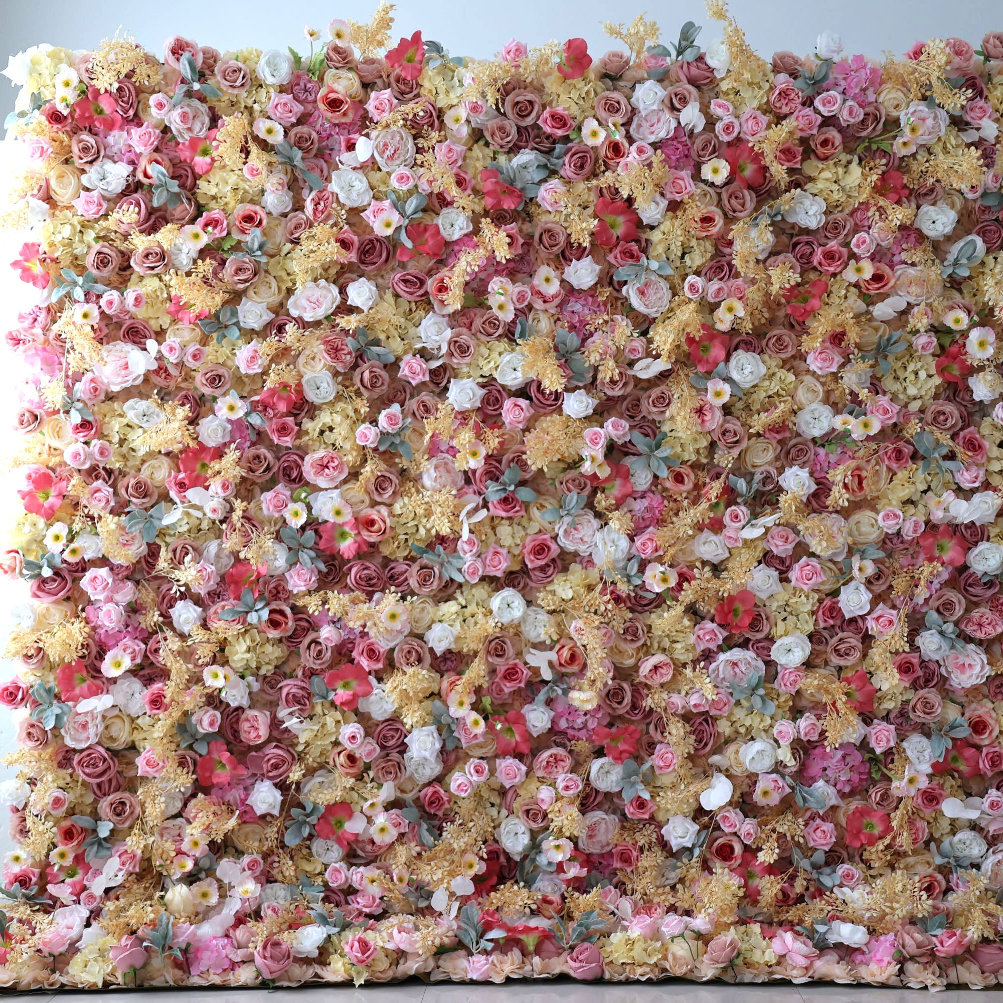 Valar Flowers ロールアップ ファブリック 造花 壁掛け ウェディング 背景、花柄 パーティー デコレーション、イベント 写真撮影 - VF-329
