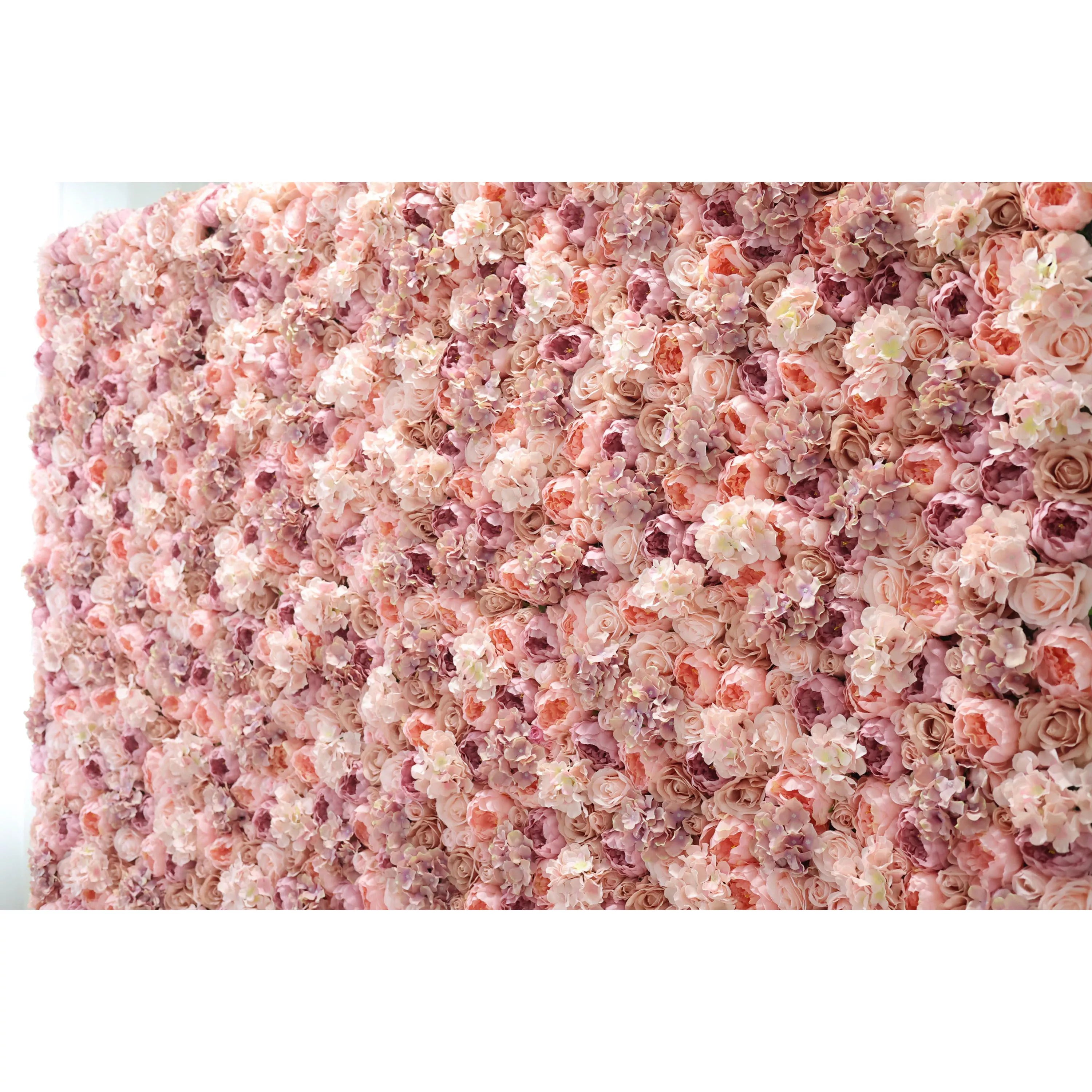 발라 플라워 롤업 패브릭 인조 붉은 분홍색 꽃 벽 웨딩 배경, 꽃 파티 장식, 이벤트 사진-VF-021