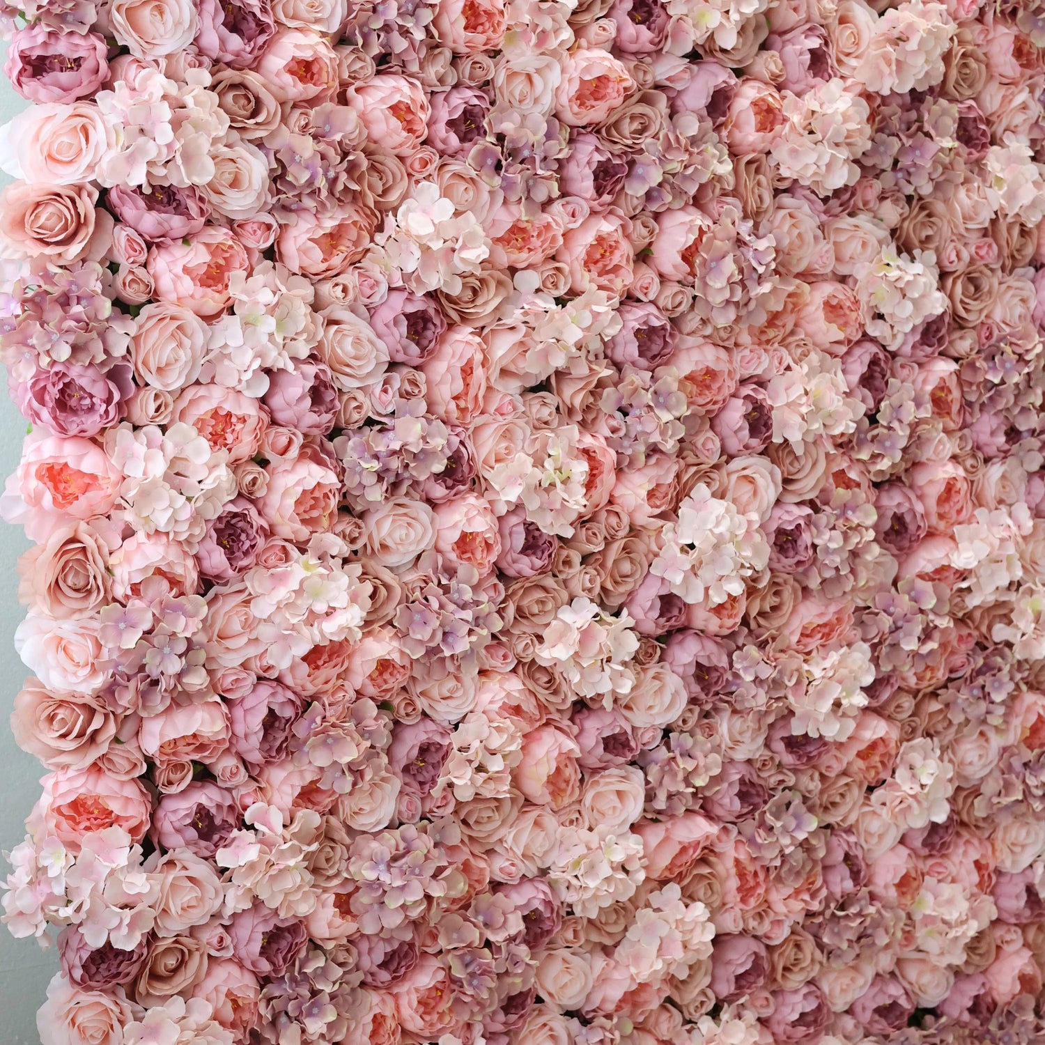 발라 플라워 롤업 패브릭 인조 붉은 분홍색 꽃 벽 웨딩 배경, 꽃 파티 장식, 이벤트 사진-VF-021