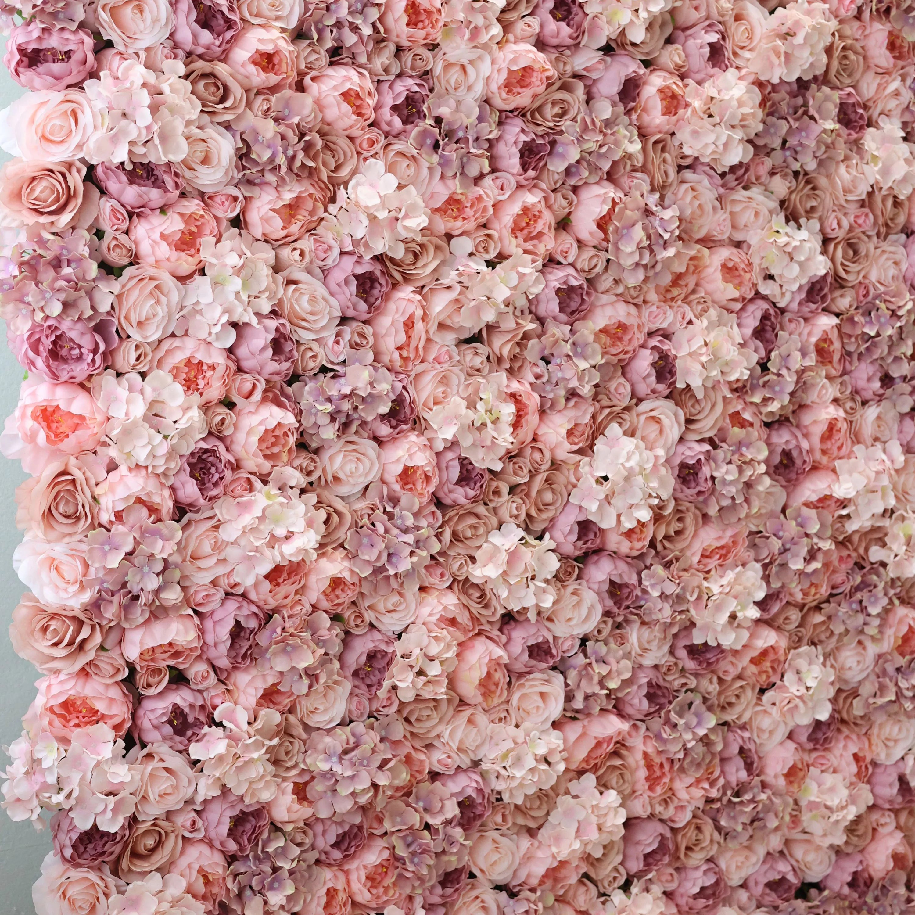 발라 플라워 롤업 패브릭 인조 붉은 분홍색 꽃 벽 웨딩 배경, 꽃 파티 장식, 이벤트 사진-VF-021