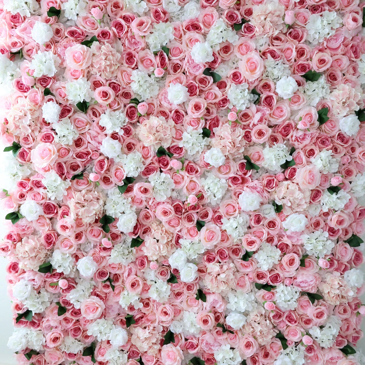 ValarFlowers silk flower wall backdrop with roses peonies hydrangeas in soft pink ivory for wedding party event decor