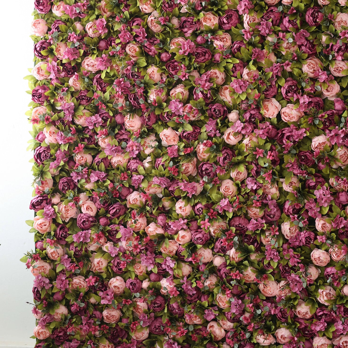 ValarFlowers artificial flower wall with peonies, Turkish roses and orchids in soft rose, orchid and olive green - elegant wedding event backdrop decor