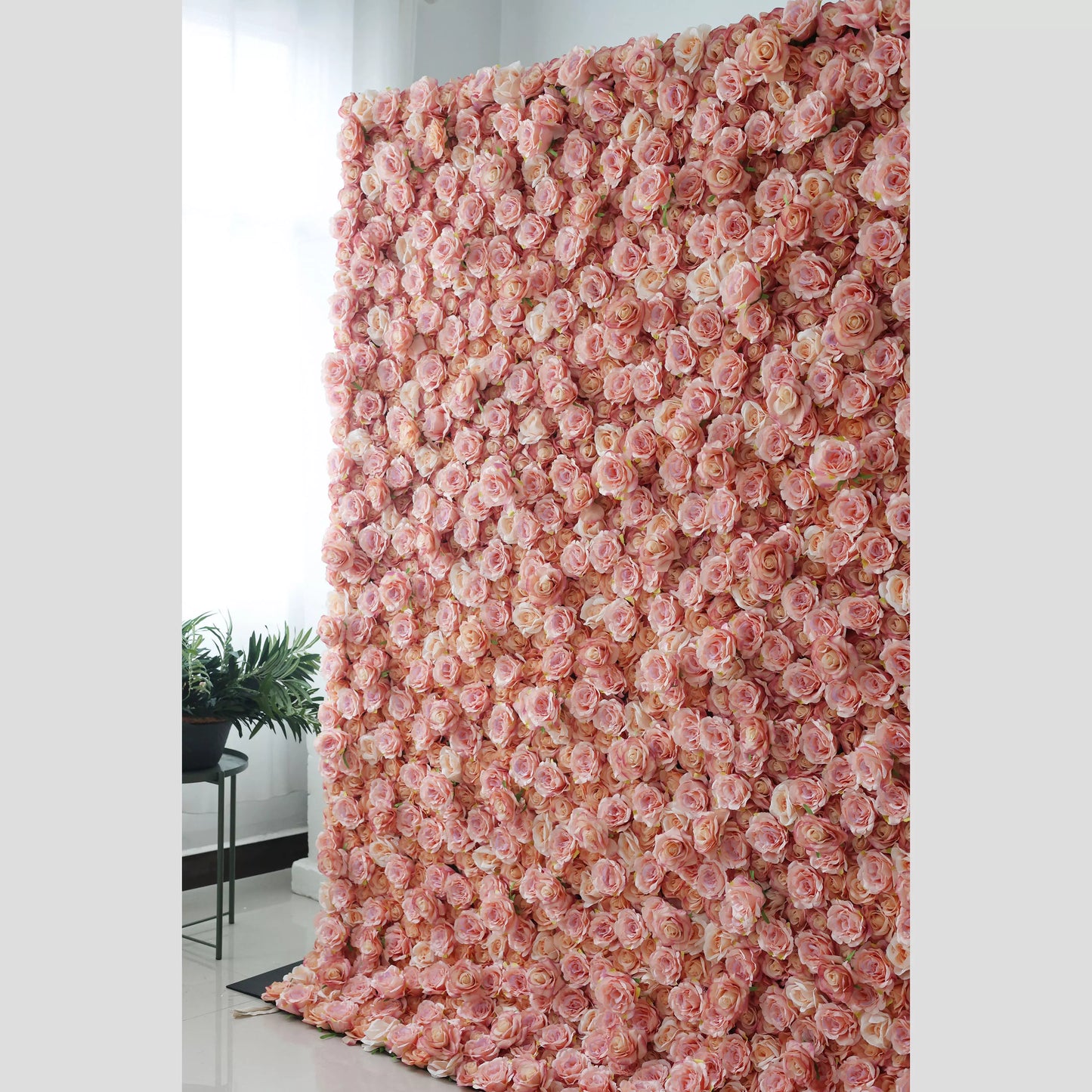 ValarFlowers artificial flower wall backdrop with Turkish Rose and Oriental Pink roses, peonies and hydrangeas - luxury wedding event decor
