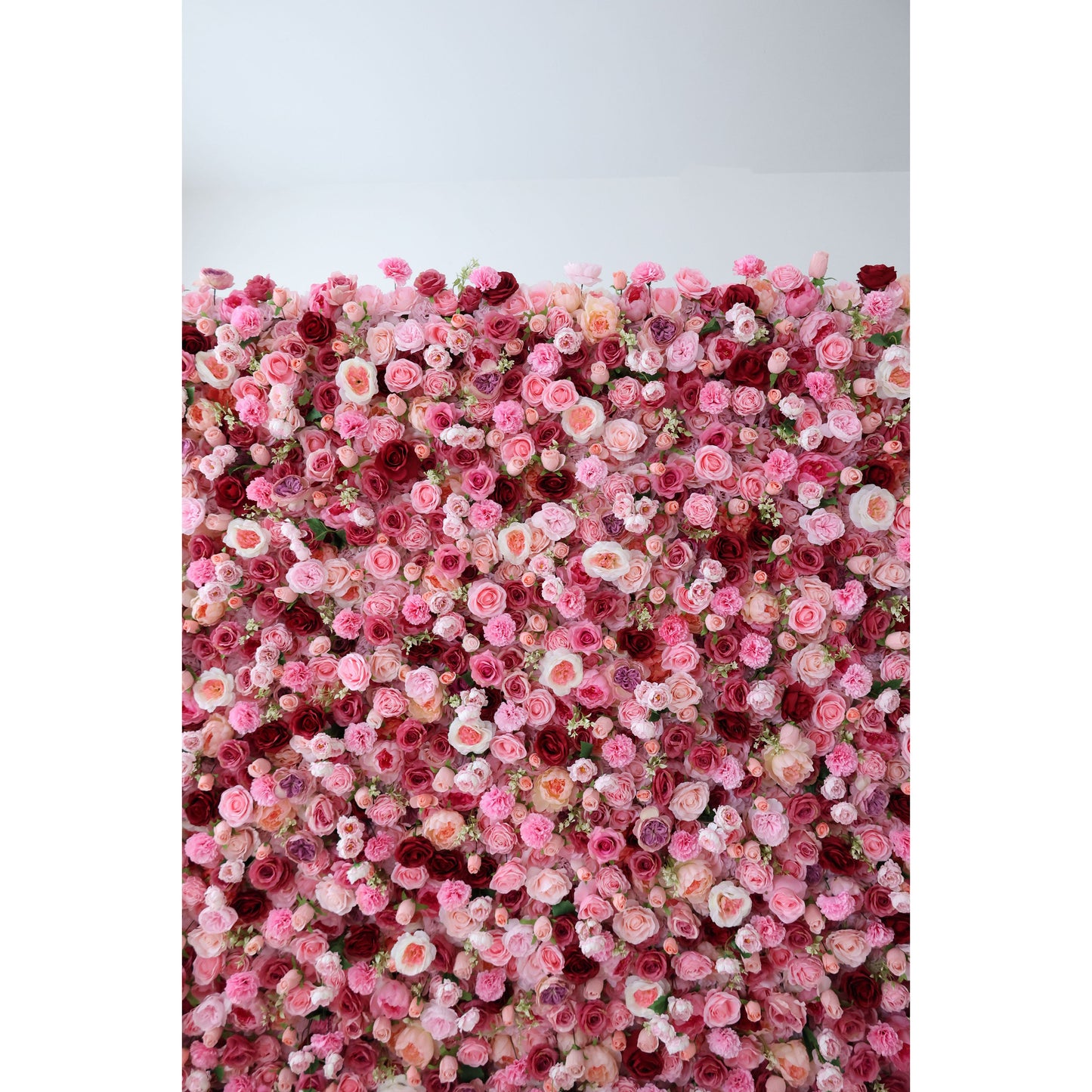 ValarFlowers luxury artificial flower wall backdrop with roses peonies hydrangeas in pink white, dense floral panel for wedding party photo booth venue decor