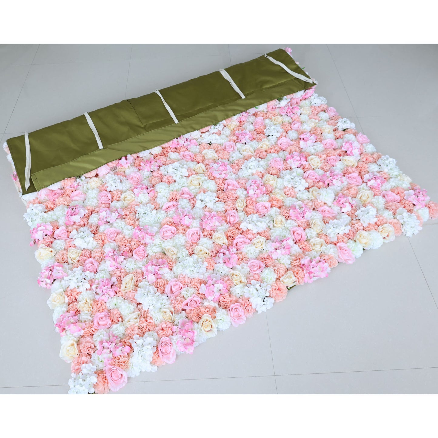 ValarFlowers artificial flower wall backdrop with lush roses, peonies, hydrangeas and greenery for wedding, party and photo booth decor