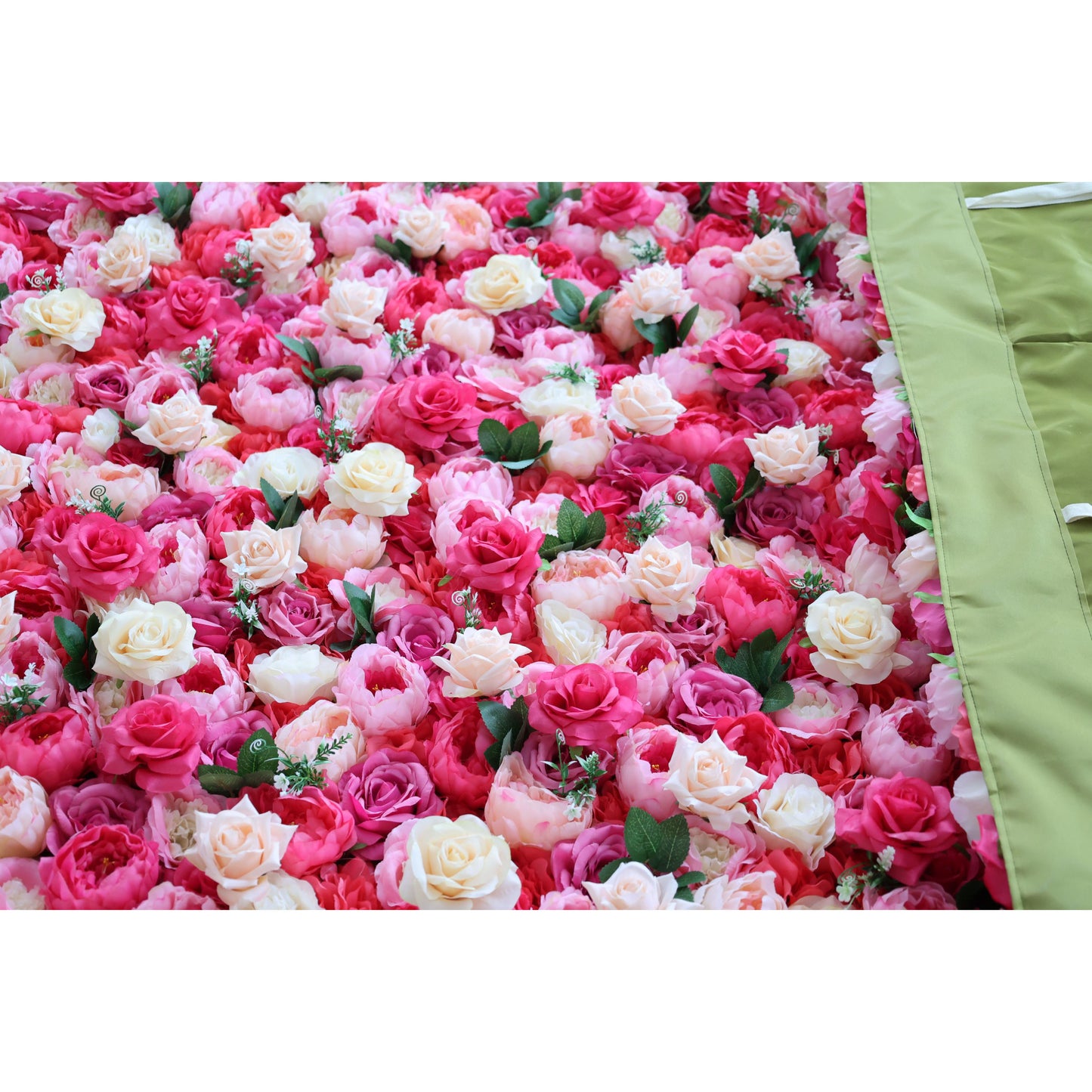 ValarFlowers lush artificial flower wall backdrop with roses peonies hydrangeas and greenery for wedding party photo booth decor