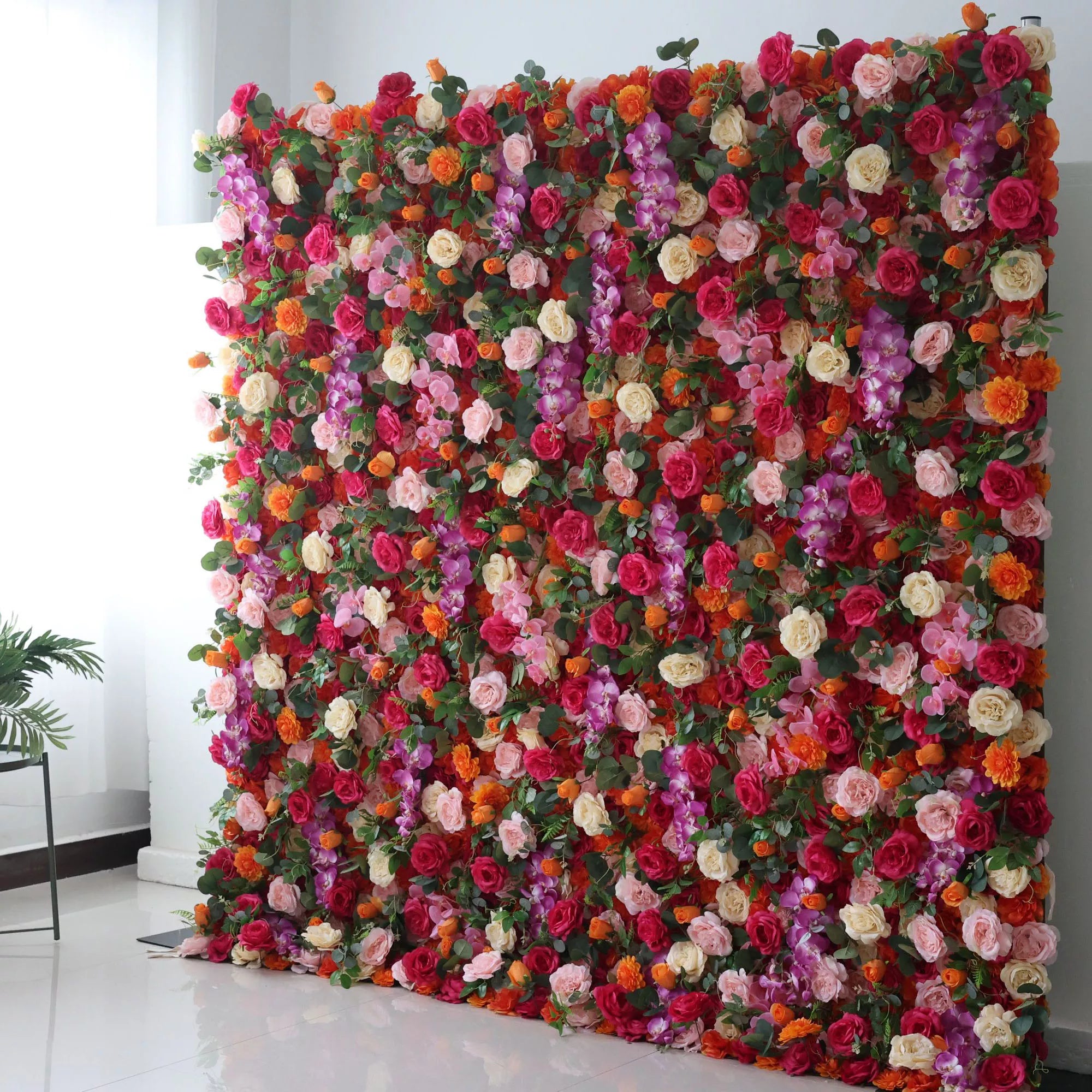 ValarFlowers Backdrop: Dive into the vibrant Enchanted Garden - Radiant & Romantic Bloom Array. A lush panorama of florals in radiant hues, it&