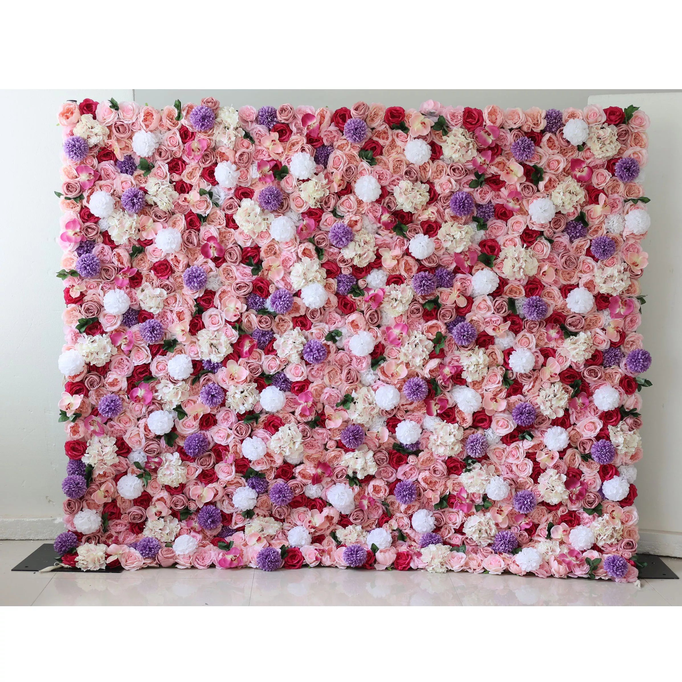 Toile de fond murale florale artificielle ValarFlowers: Symphonie de printemps-Un mélange luxuriant de Delights-VF-272 roses