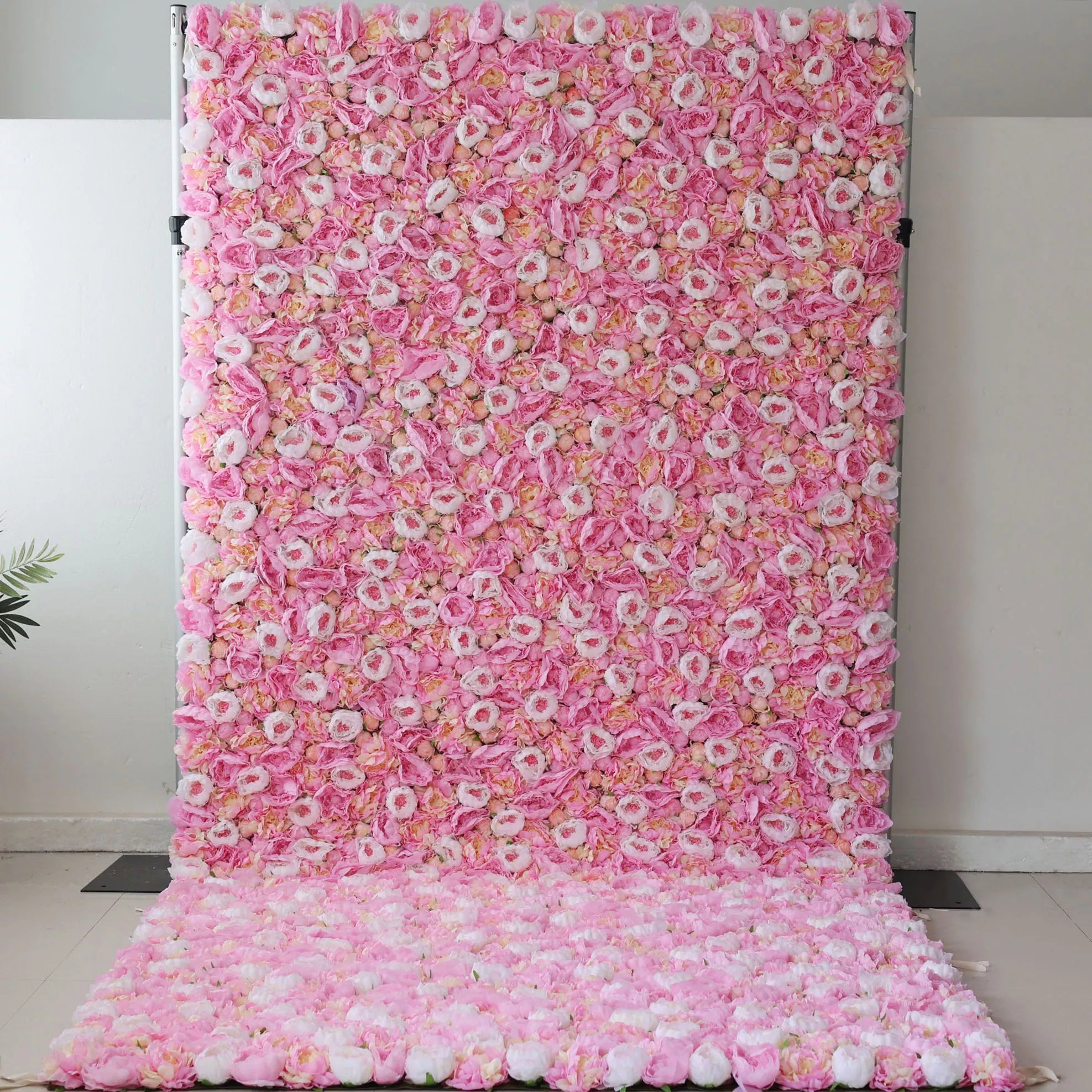 ValarFlowers Artificial Floral Wall Backdrop: Blush Blossom - A Delicate Cascade of Soft Pink Petals-VF-275