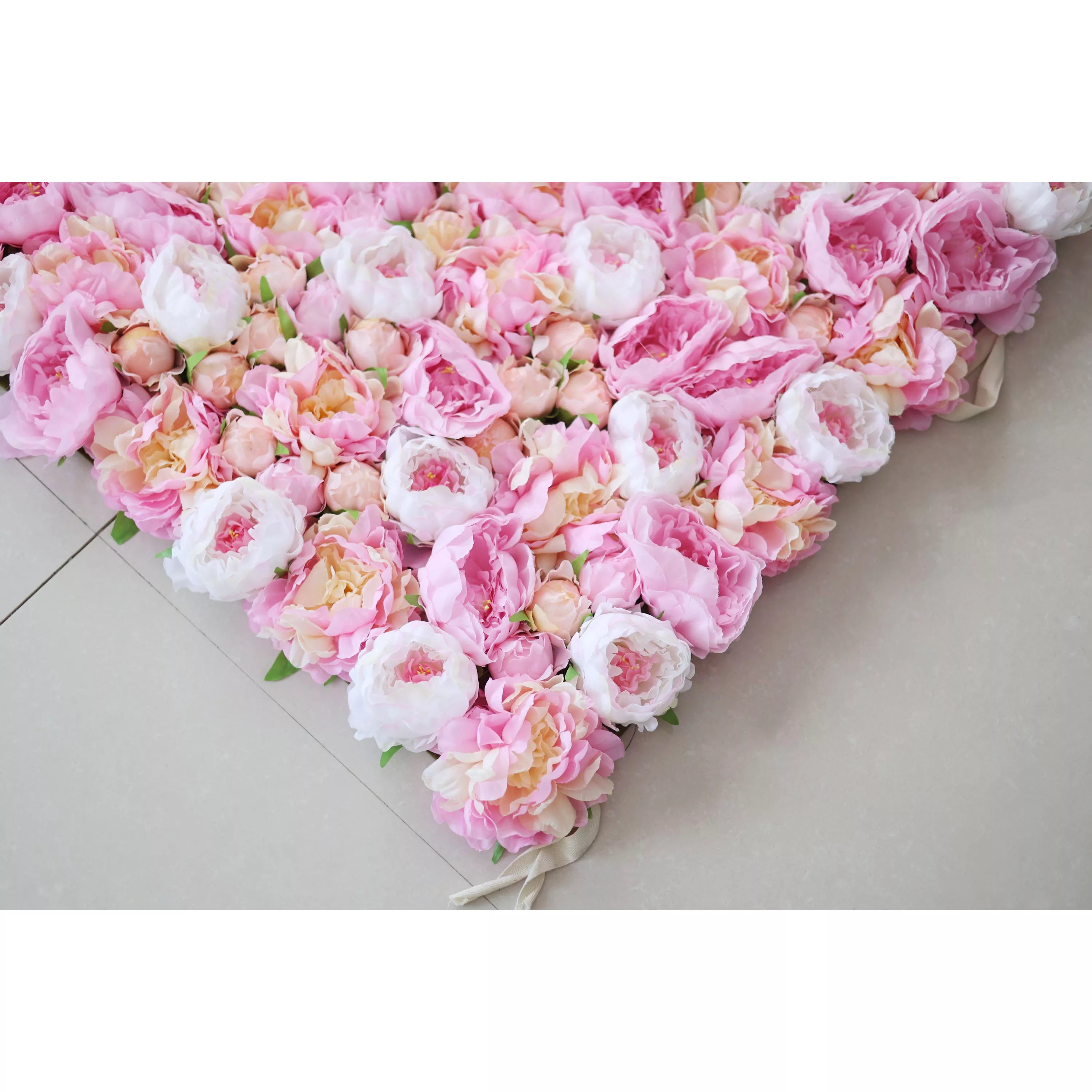 ValarFlowers Artificial Floral Wall Backdrop: Blush Blossom - A Delicate Cascade of Soft Pink Petals-VF-275