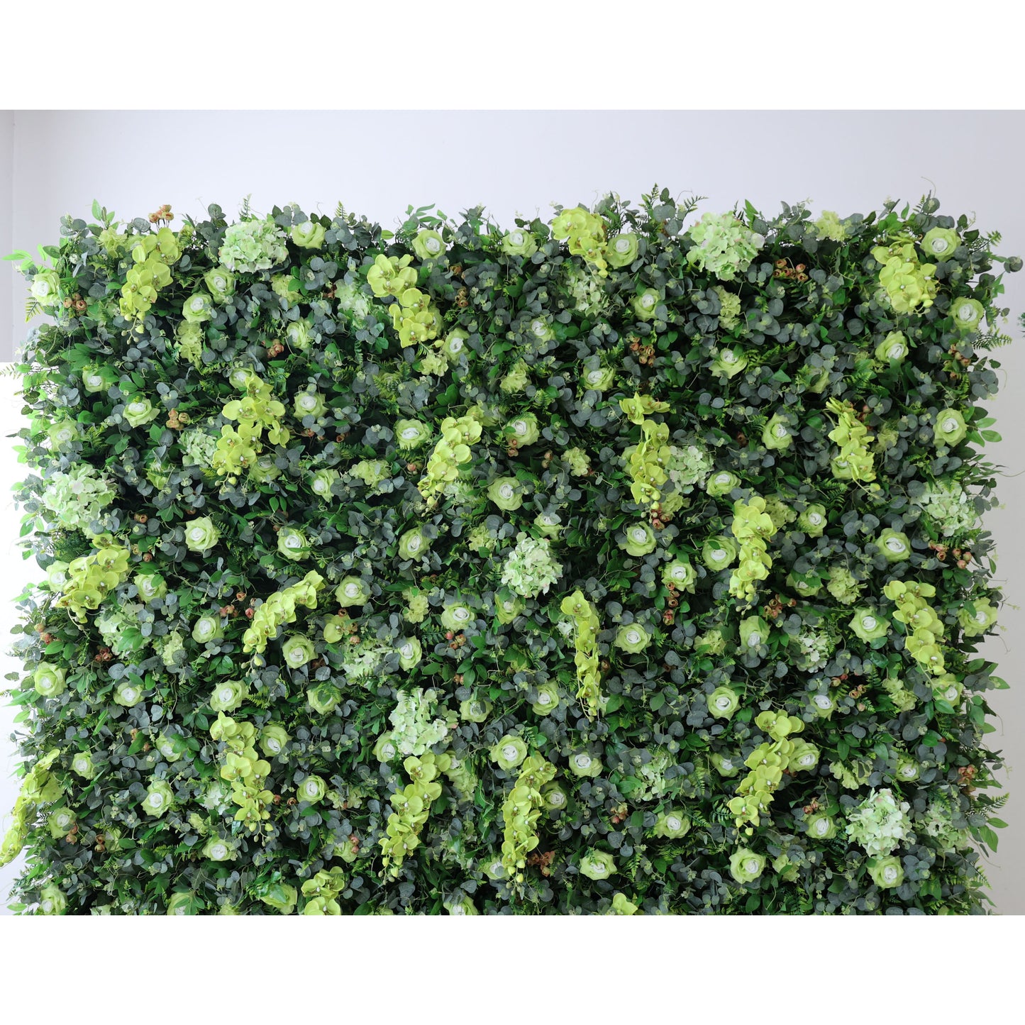 ValarFlowers artificial flower wall backdrop with lush roses, peonies and hydrangeas in soft pinks and whites, perfect wedding ceremony decor