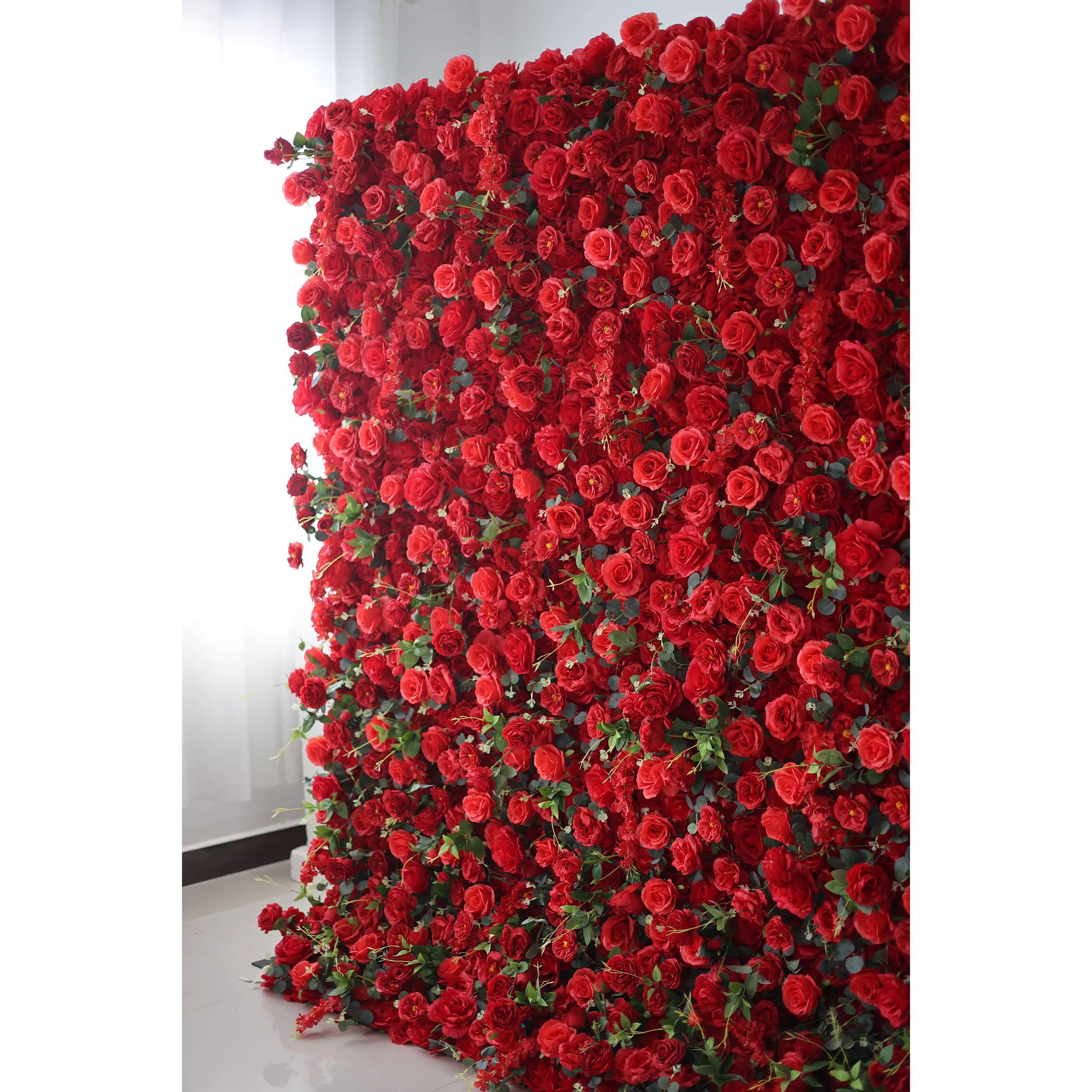 ValarFlowers Artificial Floral Wall Backdrop: The Red Rose Rapture - Passion Personified-VF-279