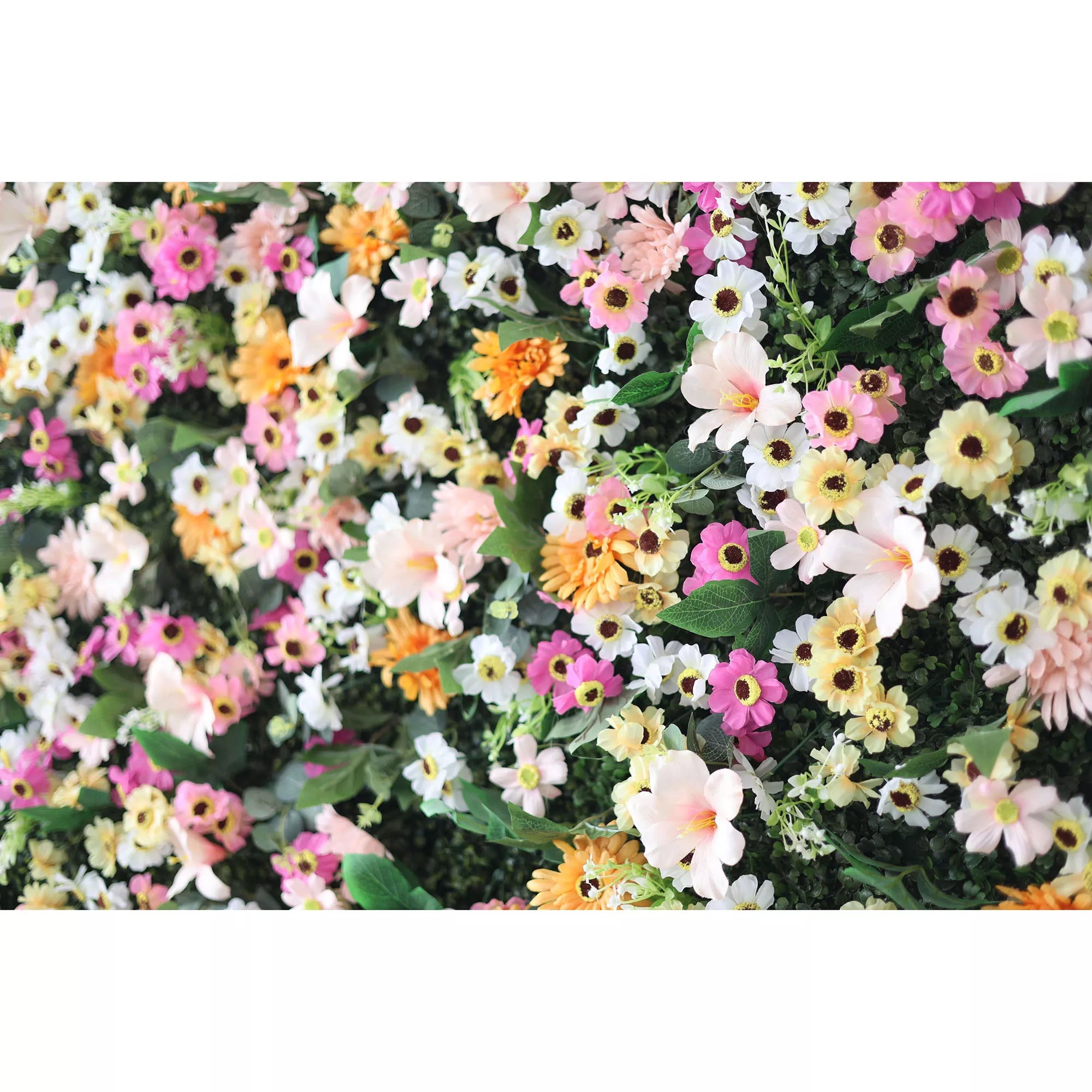 Valar Flower Roll Up Fabric Artificial Brown Mixed Pink and Fawn Double Colonial White and Green Leaves Floral Wall Wedding Backdrop, Floral Party Decor, Event Photography-VF-074