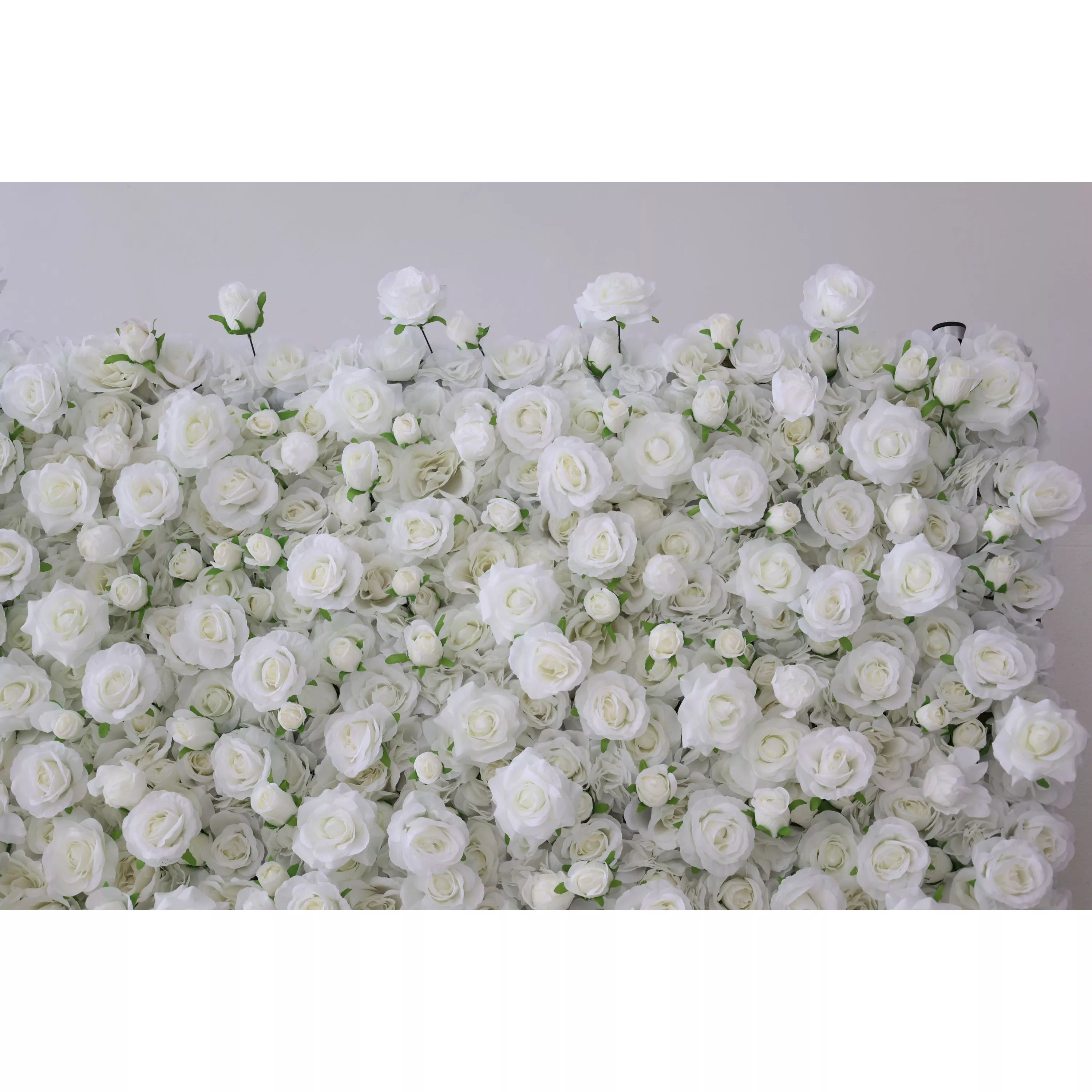 ValarFlowers خلفية حائط من الزهور الاصطناعية: اللون الأبيض الهامس: بحر هادئ من أزهار الثلج-VF-283