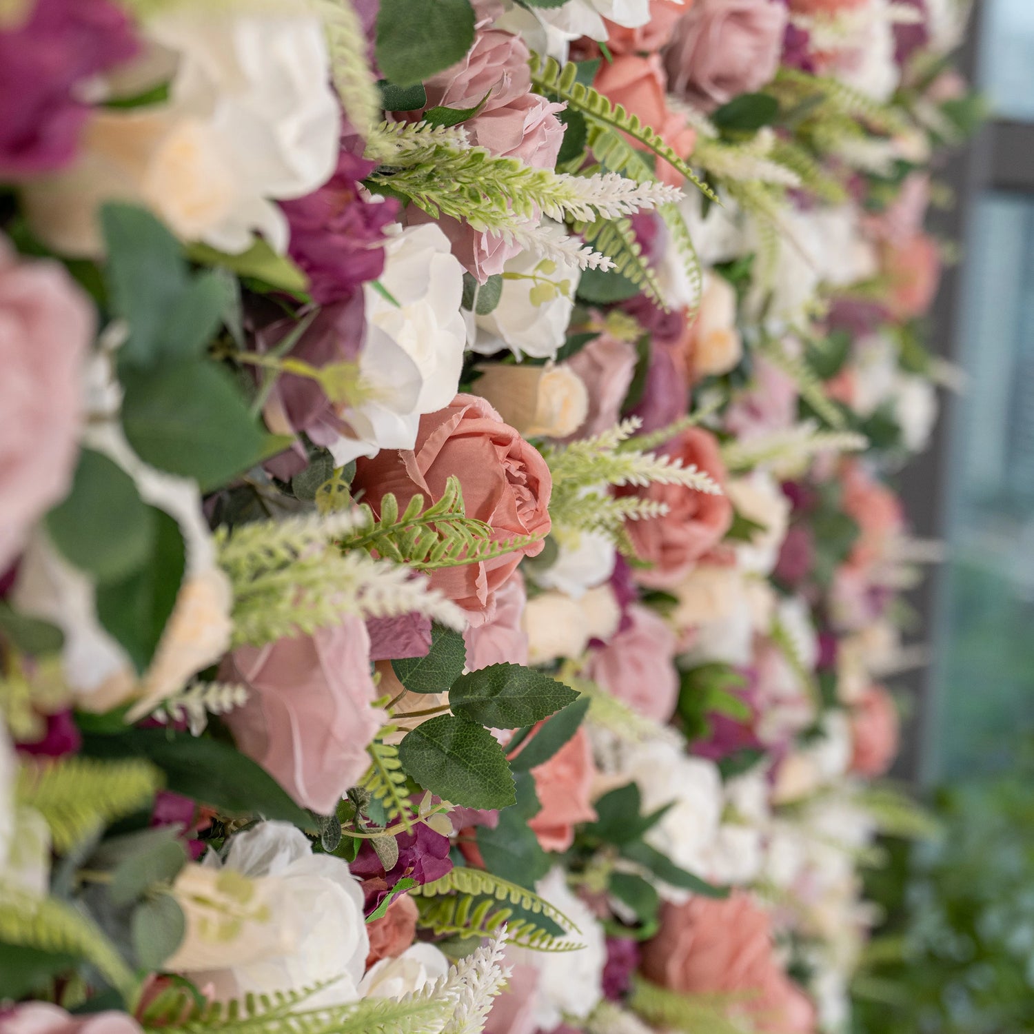 Gorgeous Roll Up Fabric Artificial 3D Magenta & Pink Artificial Flower Wall - Perfect for Forest Weddings, Events, and Home Decor-VF-154