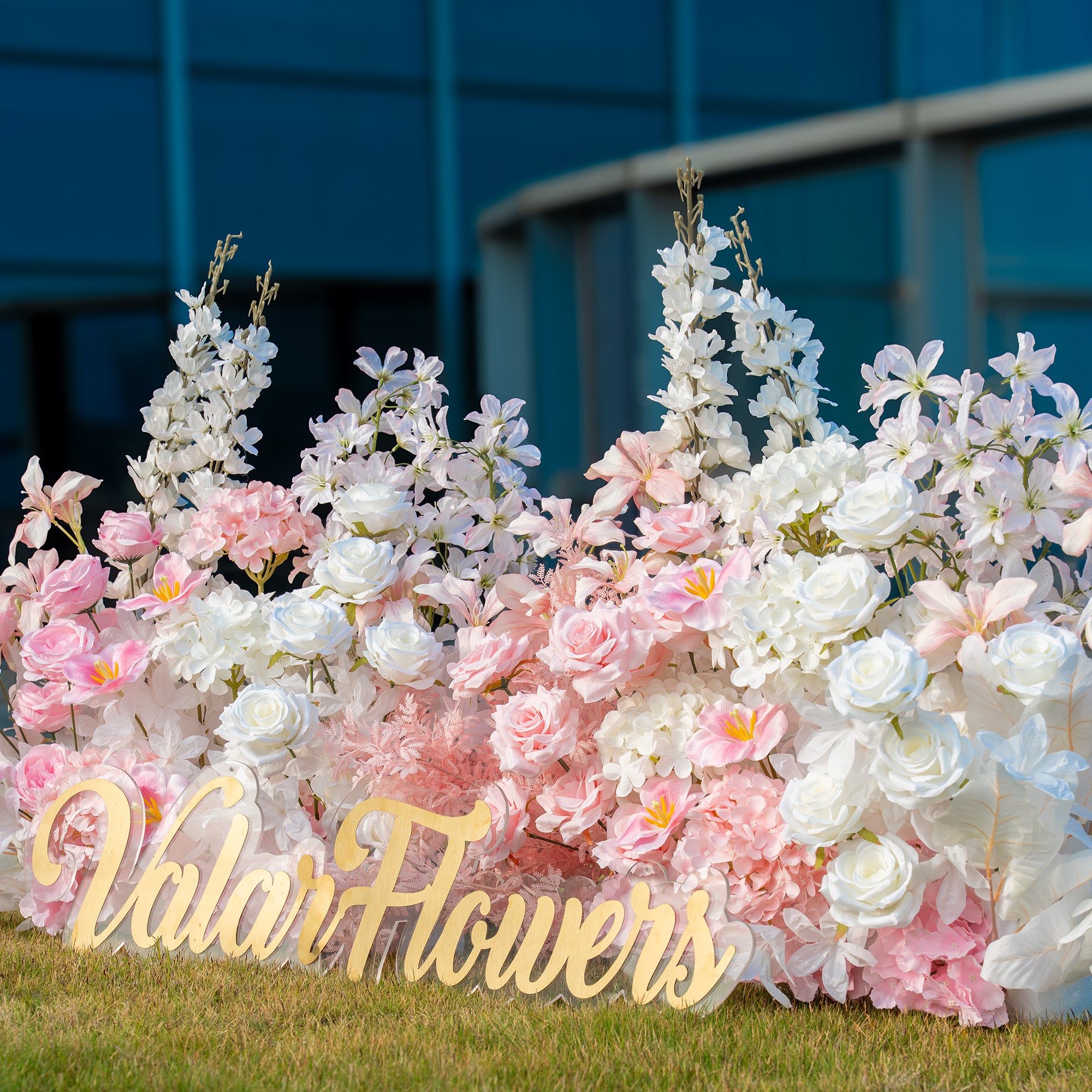 Enchanting Pink and White Artificial Flower Arch Backdrop by ValarFlowers: With and Without Stand Options