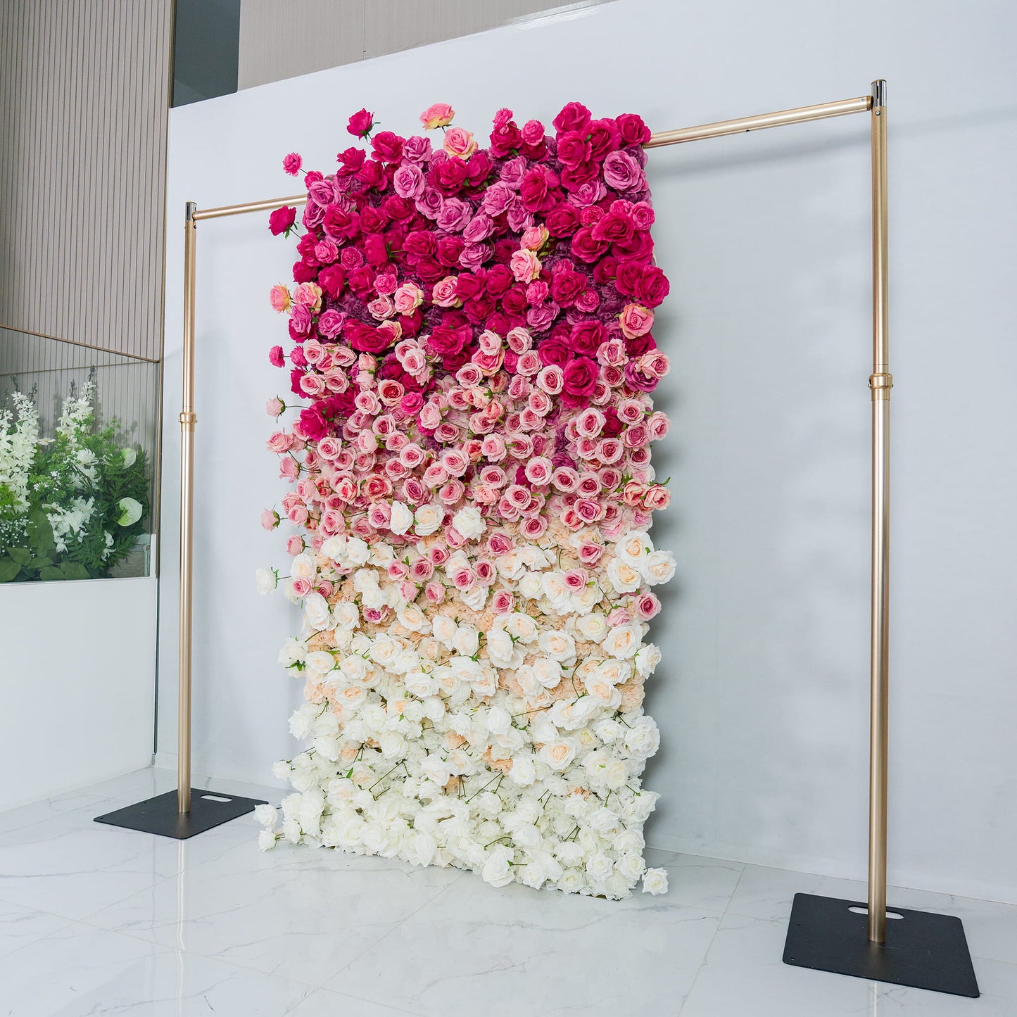 Valar Flowers Roll Up Fabric Artificial Red to White Gradient Flower Wall Wedding Backdrop, Floral Party Decor, Event Photography-VF-372-2