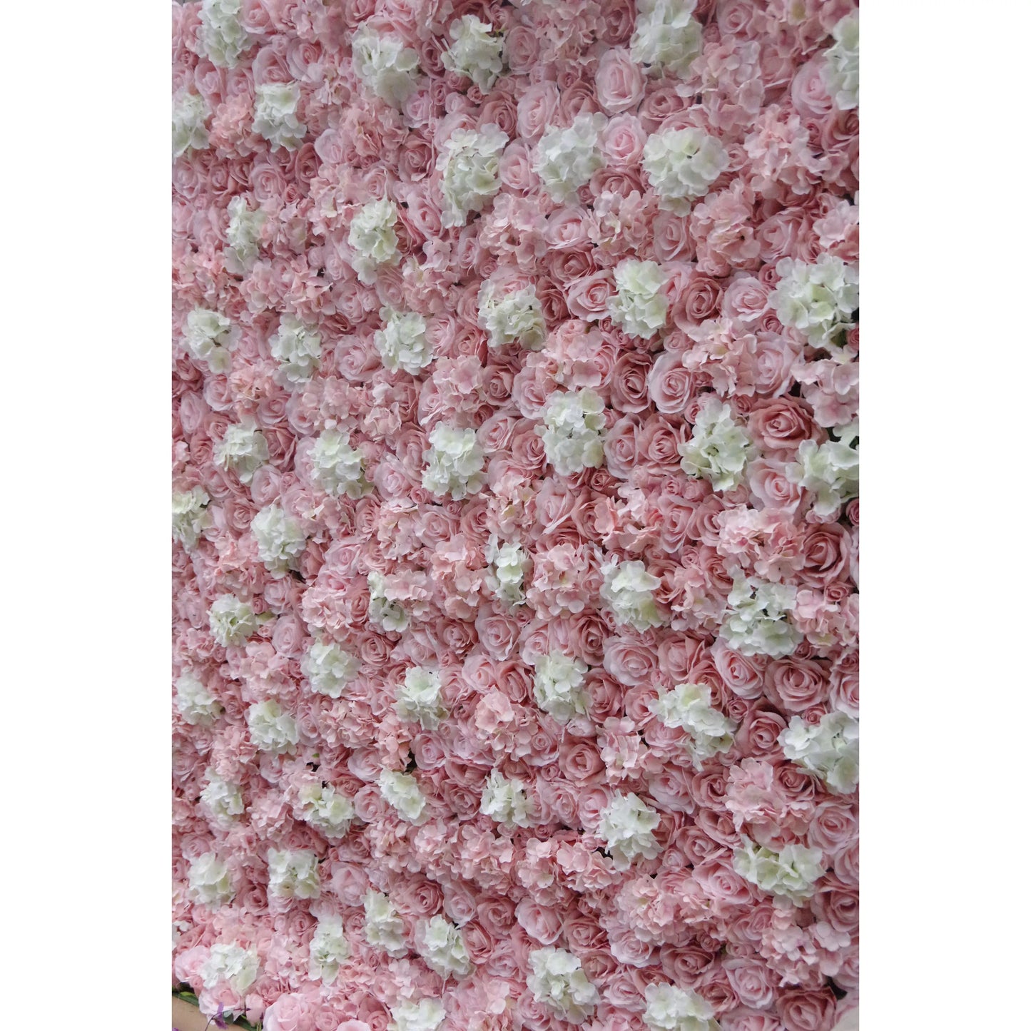 ValarFlowers artificial flower wall with pink roses and white peonies, luxury wedding backdrop and event photography decor