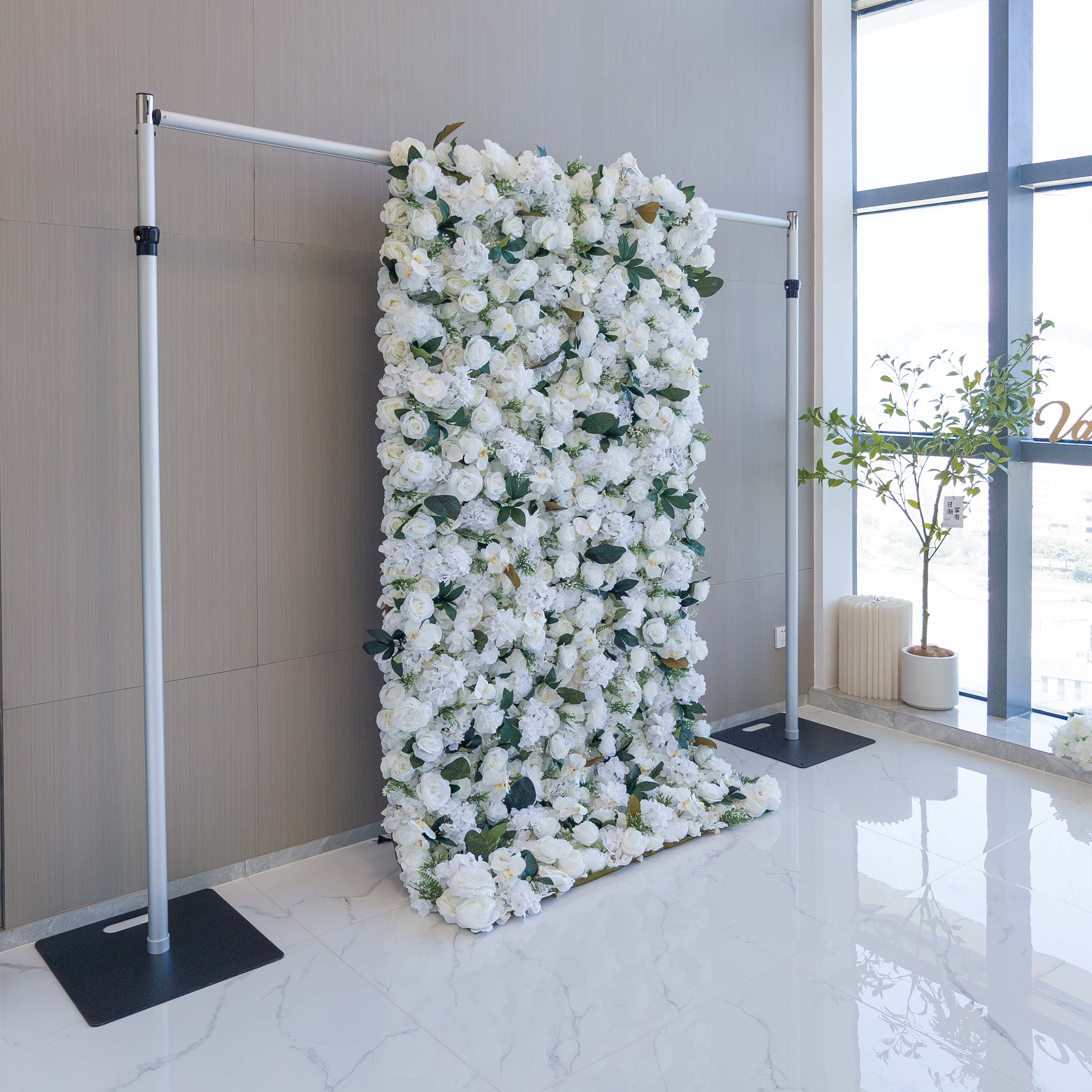 Valar Flowers ロールアップ ファブリック 造花 壁掛け ウェディング 背景、花柄 パーティー デコレーション、イベント 写真撮影 - VF-309