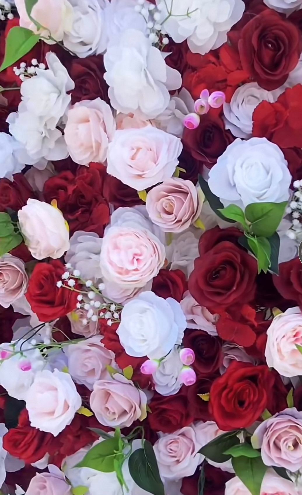 Valar Flowers Roll Up Fabric Artificial Mixed Wine Berry and Wisteria Purple Bouquet Flower Wall Wedding Backdrop, Floral Party Decor, Event Photography-VF-068