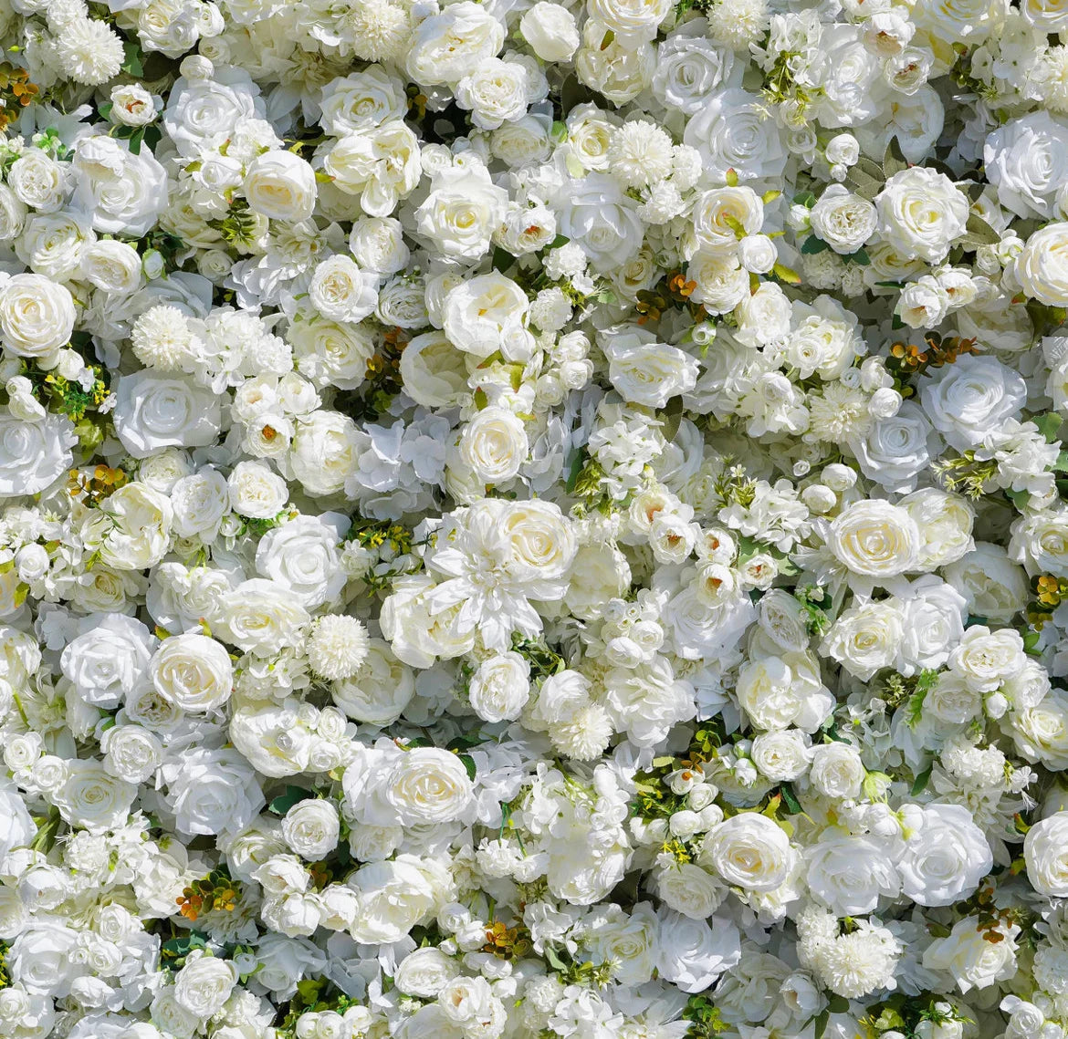 Valar Flowers premium artificial flower wall backdrop featuring a lush, dense arrangement of multicolored silk roses and blossoms, perfect for weddings, parties, and event decor photography.