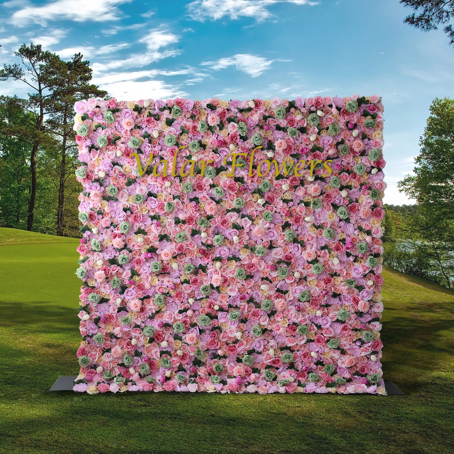 ValarFlowers pink rose and peony artificial flower wall backdrop for wedding, party, photo booth, luxury event decor