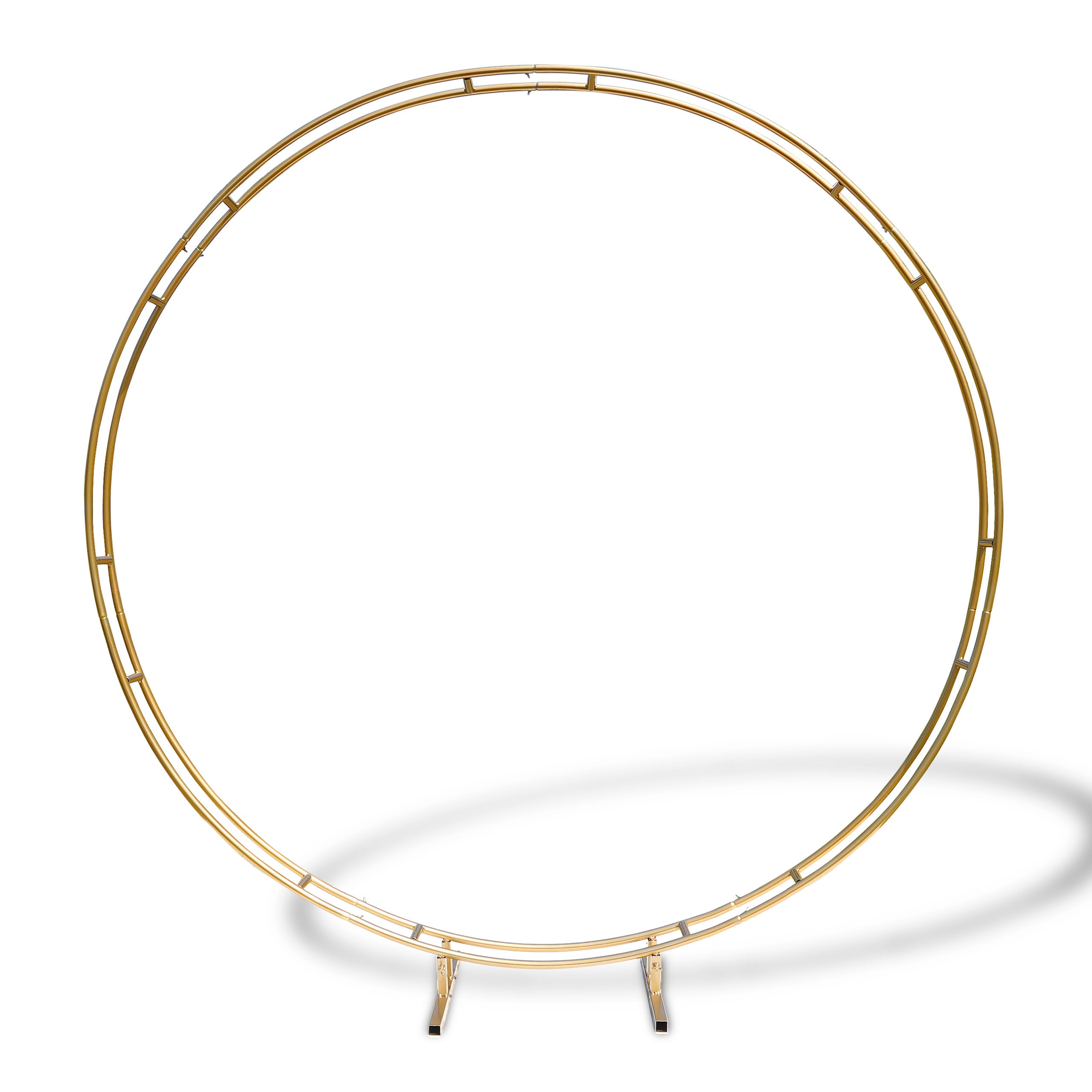 Arche de mariage ValarFlowers extra stable, multi-taille, en métal brillant, double anneau, cercle rond personnalisable, roue florale, support pour fond de mariage extérieur. Idée de support pour arche de mariage.