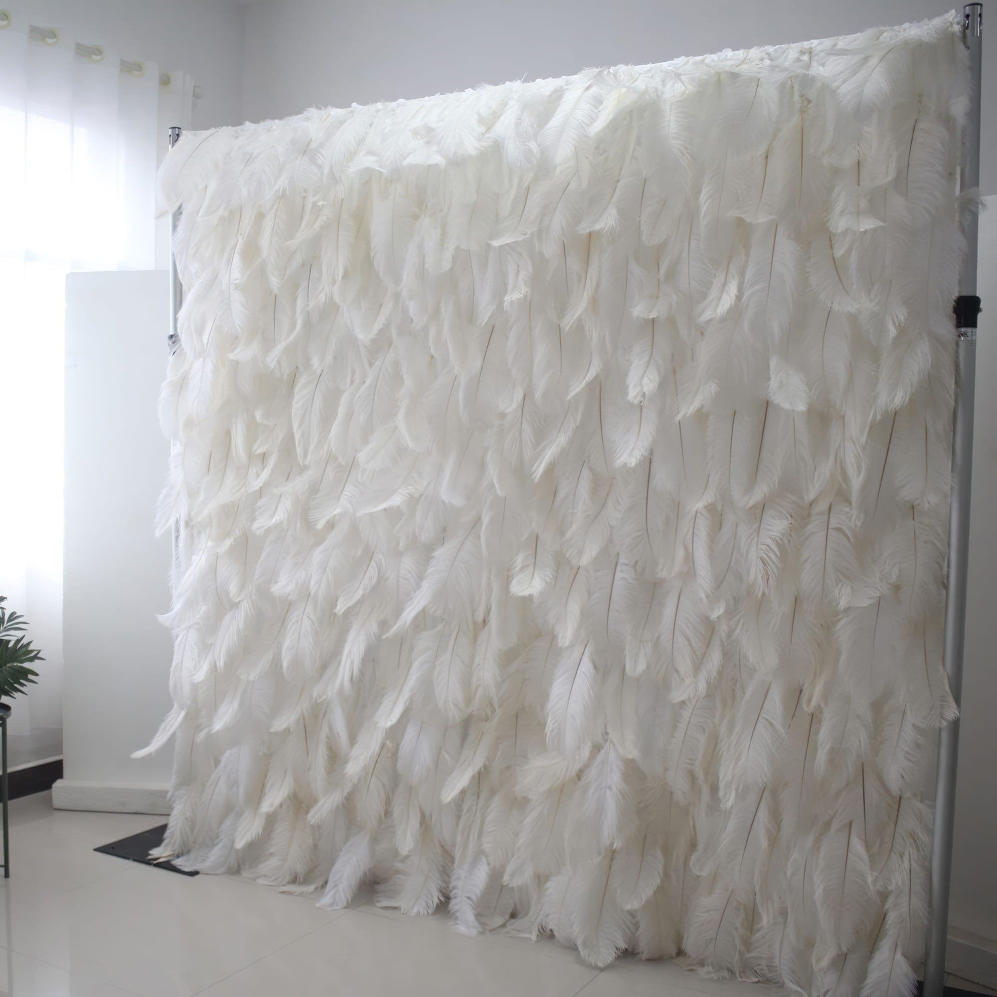 Roll Up Fabric Pure Color Artificial Feather Wall Wedding Backdrop, Floral Party Decor, Event Photography, DIY Photo Booth Decoration-VF-164
