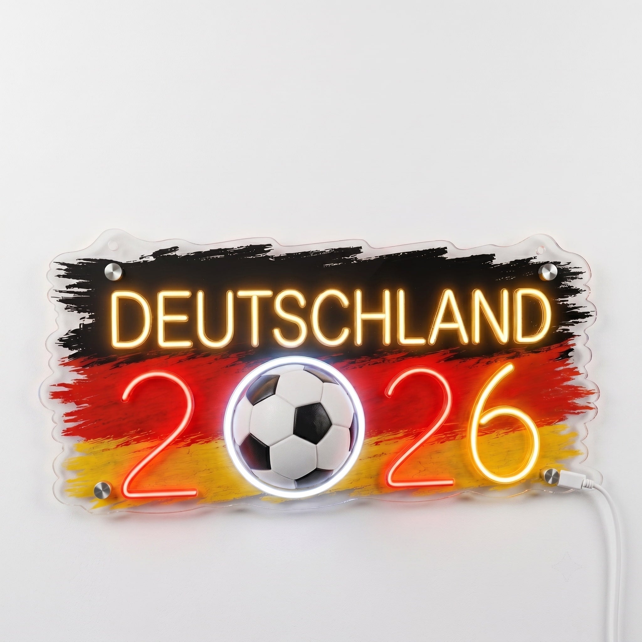 ValarDesigns Germany LED neon sign Deutschland 2026 flag graffiti design, gold-red-yellow colors