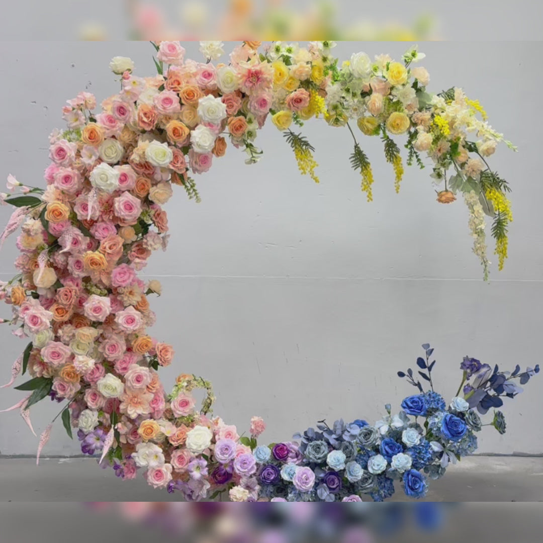 6.5 x 6.5 ft Elegant Artificial Flower Enchanting Floral Arch: A Kaleidoscope of Colors and Grace