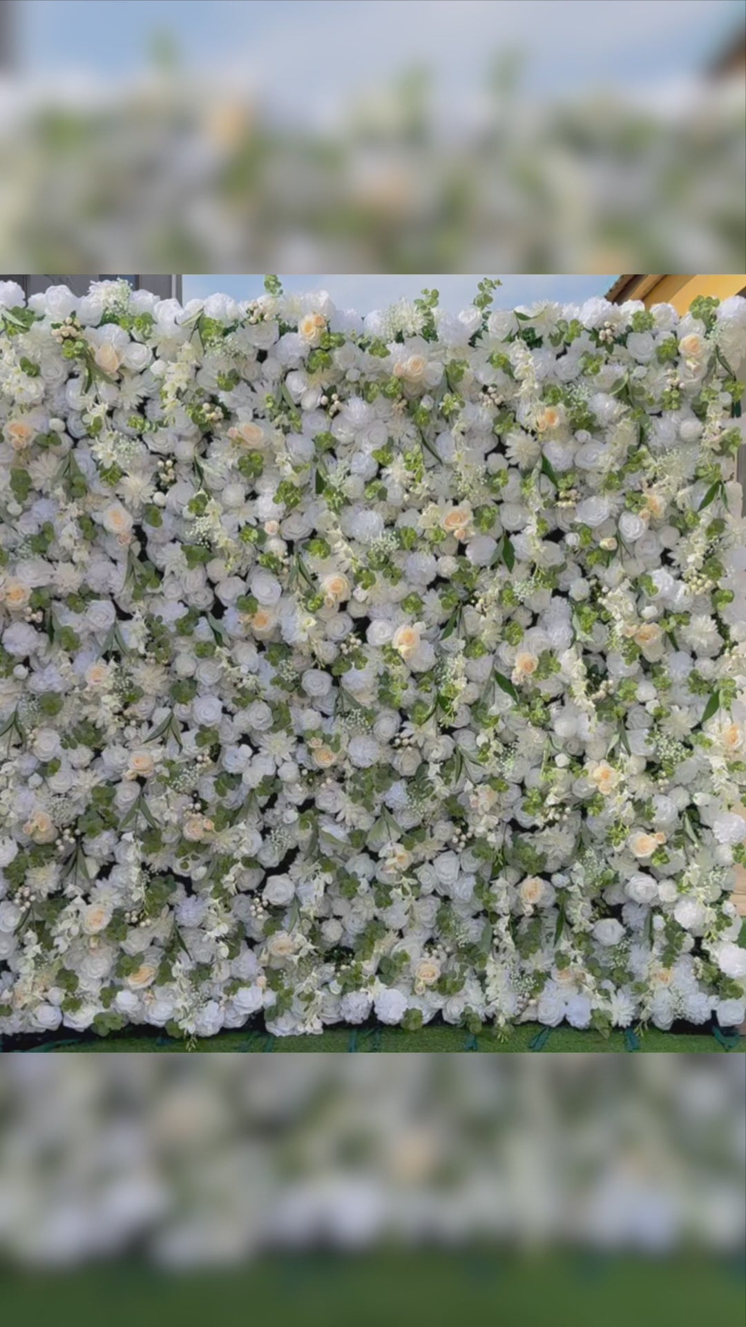 絶妙なオールホワイト造花ウォール - 結婚式やイベントのためのエレガントでロマンチックなスタイルの典型 - VF-805