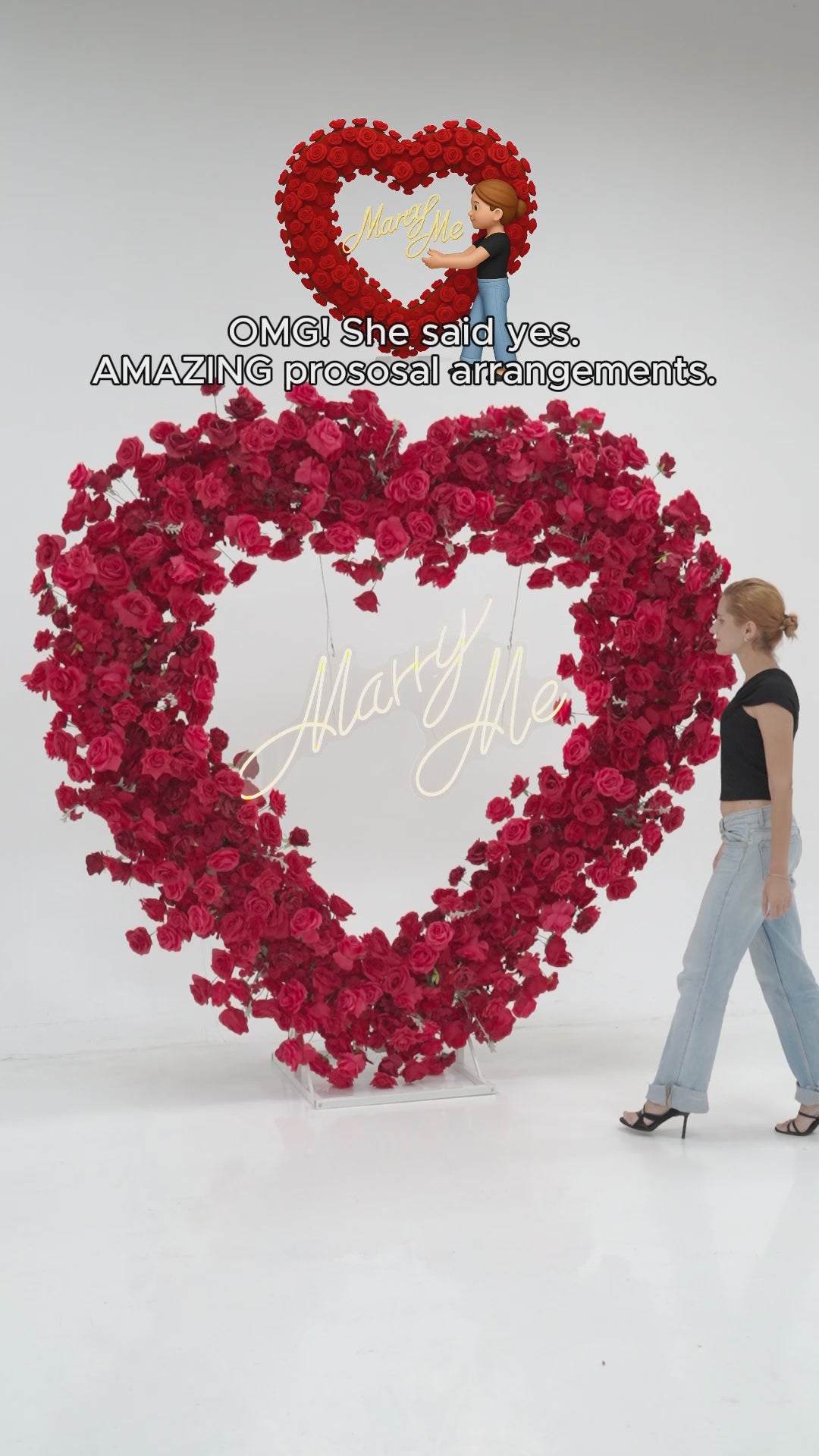ValarFlowers Red Rose Heart - Shaped Floral Backdrop: A Romantic Proposal & Event Centerpiece-VA-365