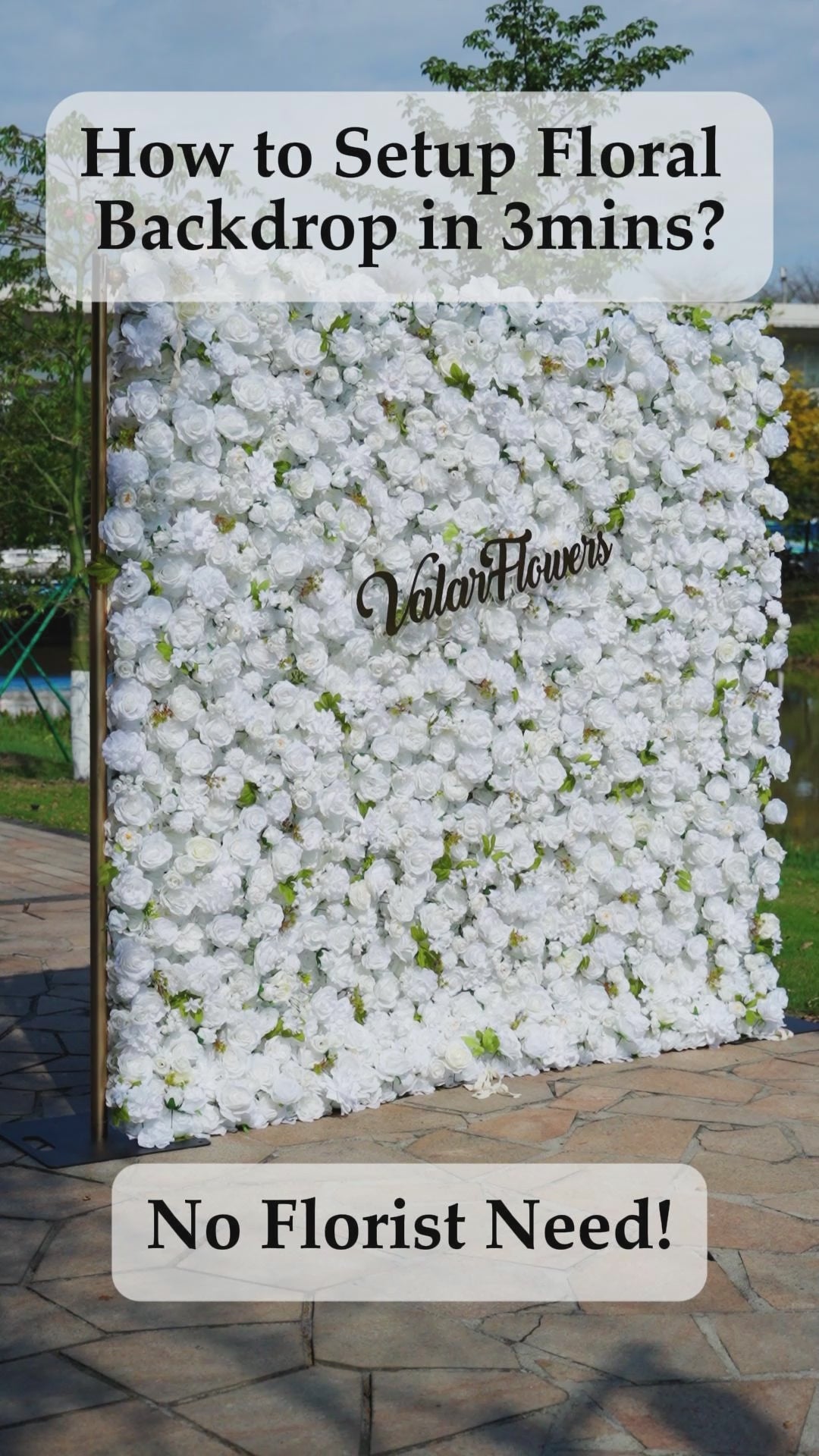 Valar Flower ロールアップ ファブリック 造花 壁 ウェディング 背景、花柄 パーティー デコレーション、イベント 写真撮影 - VF-342