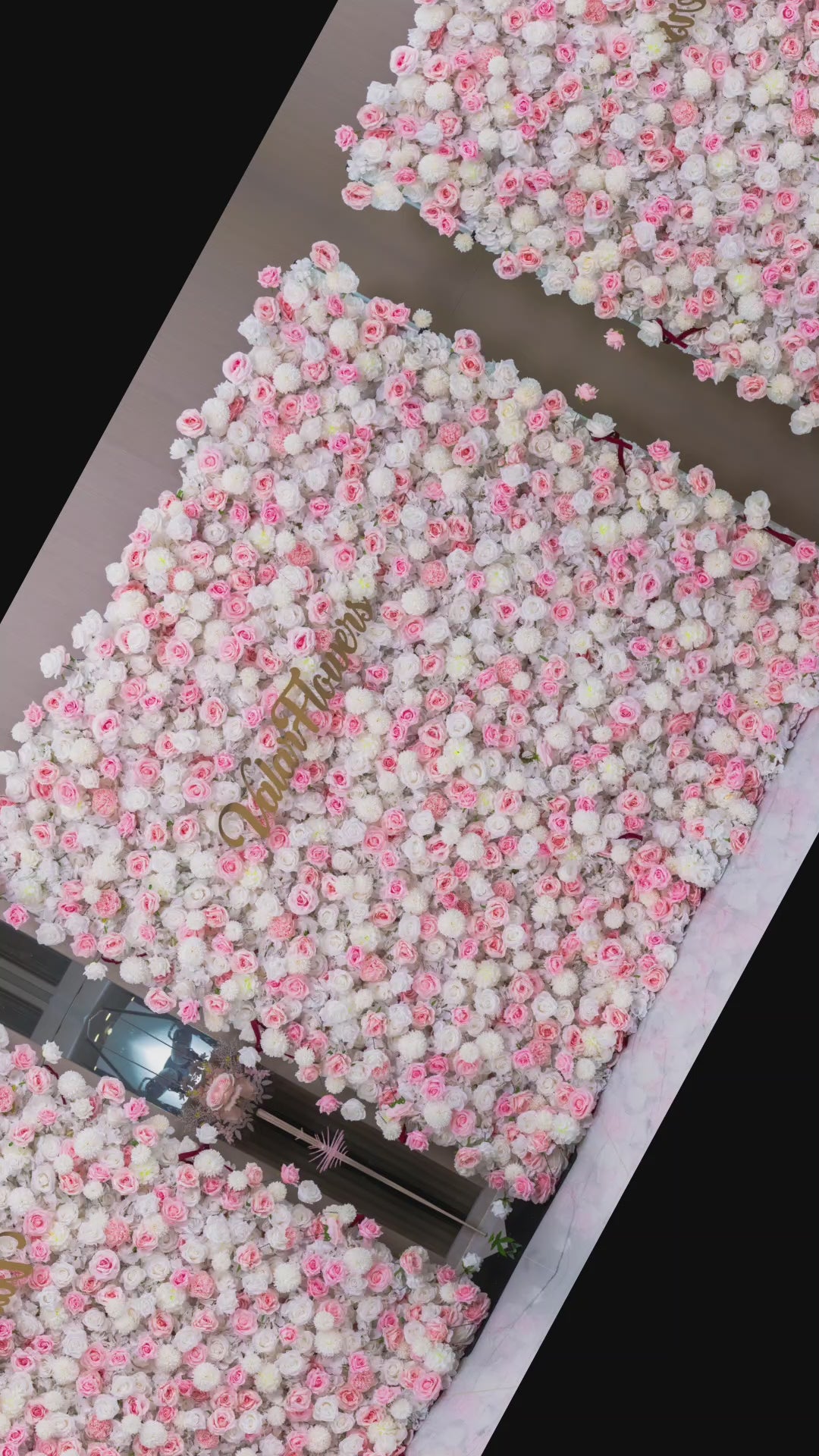 Valar Flowers ロールアップ ファブリック 造花 壁掛け ウェディング 背景、花柄 パーティー デコレーション、イベント 写真撮影 - VF-340