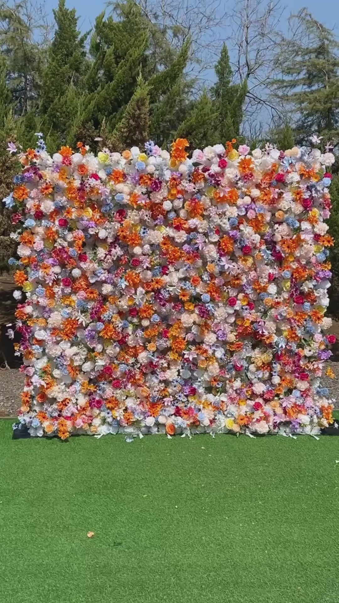 Vibrant and Lush Multicolored Artificial Flower Wall by ValarFlowers - Ideal for Every Celebration -VF-811