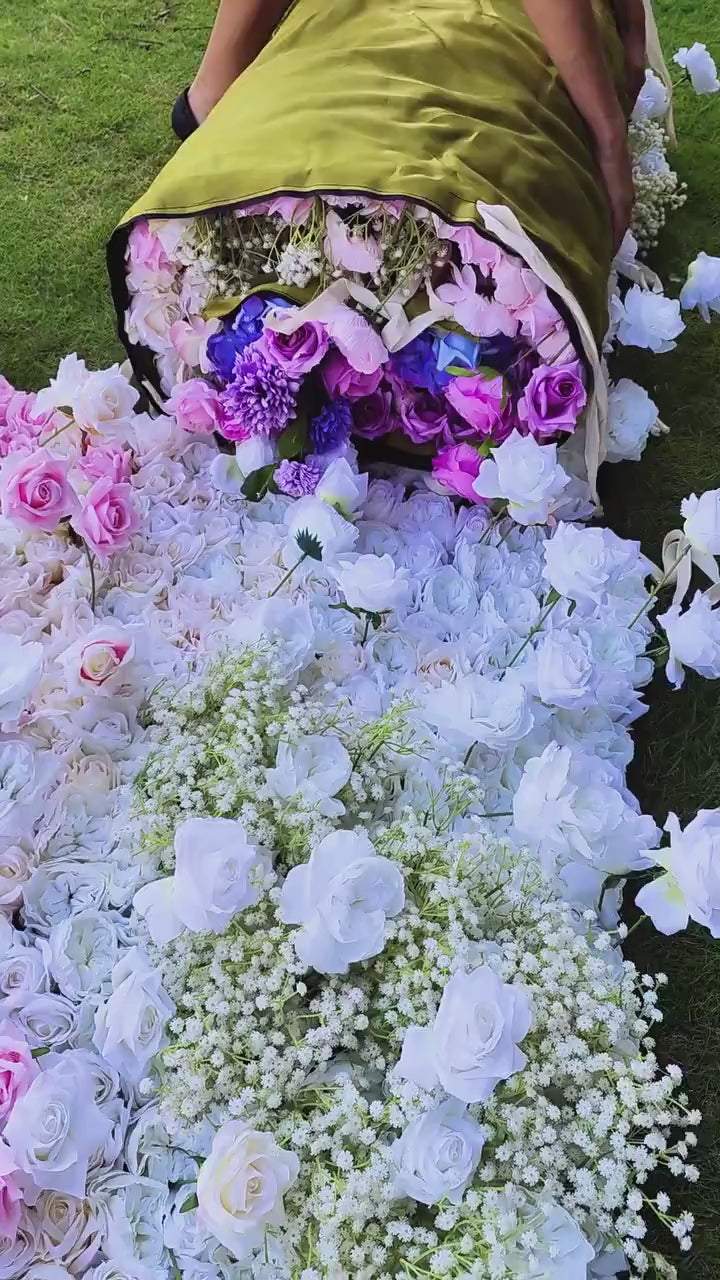 Valar Flowers ロールアップ ファブリック 造花 壁掛け ウェディング 背景、花柄 パーティー デコレーション、イベント 写真撮影 - VF-340