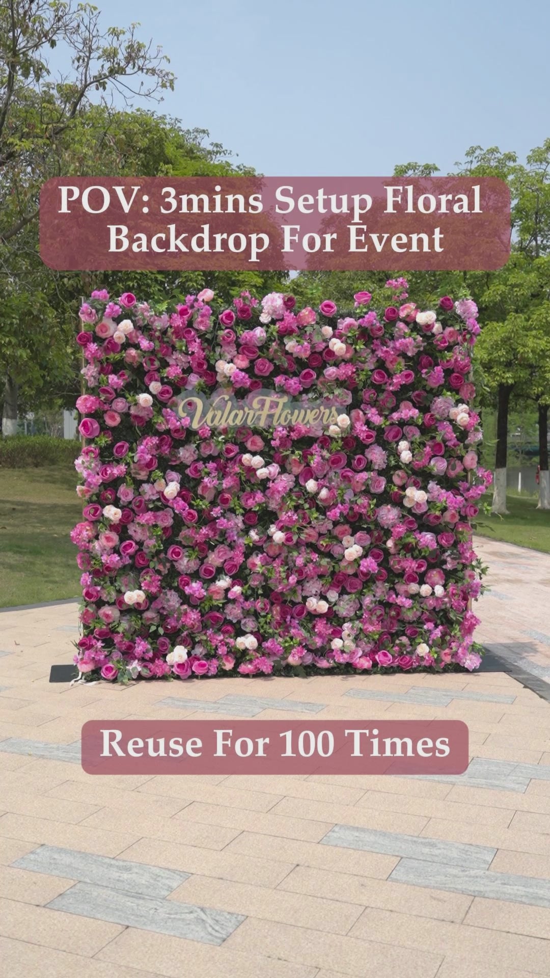 Radiant and Enchanting Multishade Pink Artificial Flower Backdrop by ValarFlowers: A Vivid Tapestry for Your Events-VF-325