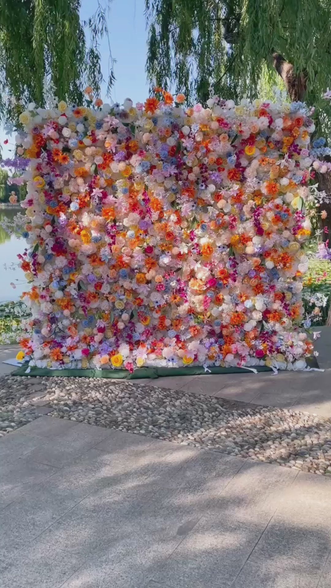 Vibrant and Lush Multicolored Artificial Flower Wall by ValarFlowers - Ideal for Every Celebration -VF-811