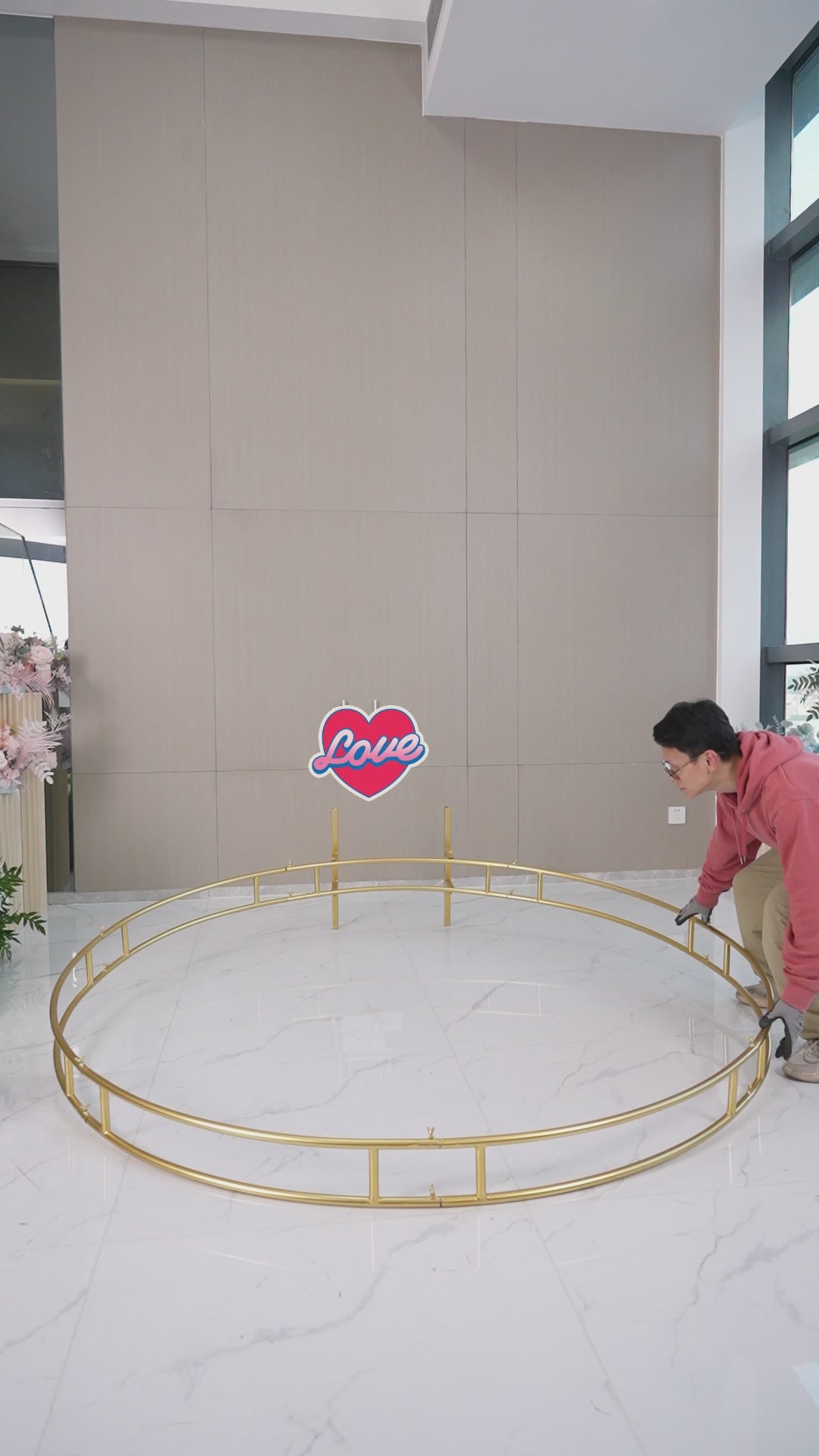 Elegant Crescent - Shaped Artificial Flower Arch Backdrop by ValarFlowers: With and Without Golden Stand Options-VF-813