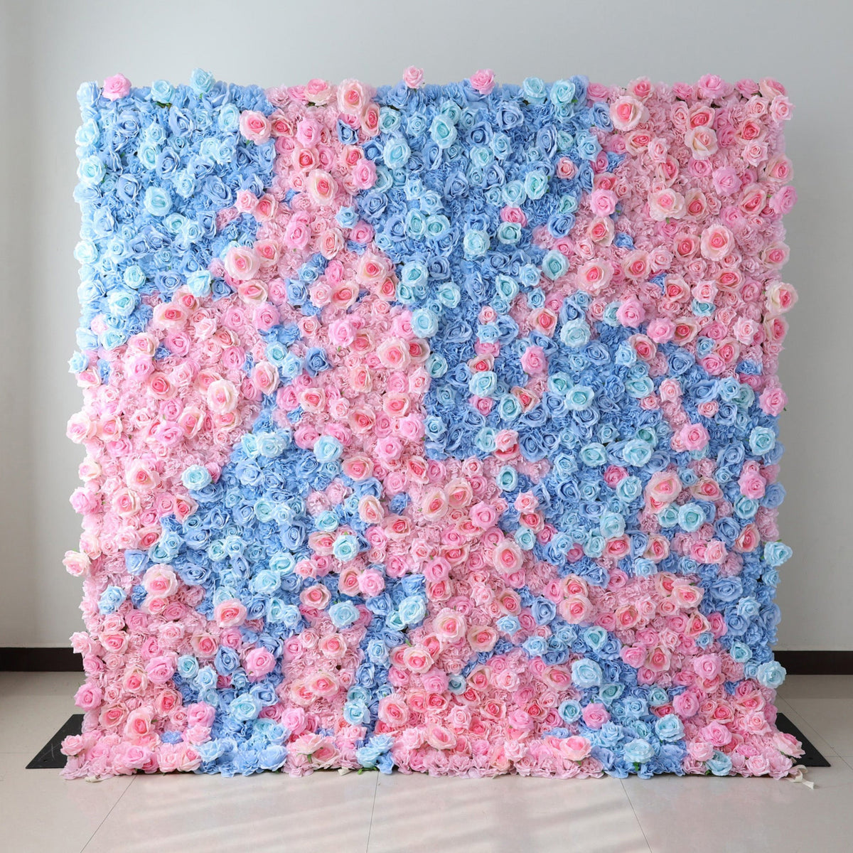 ValarFlowers VF-501-X pink and blue artificial flower wall backdrop ready for post-event care